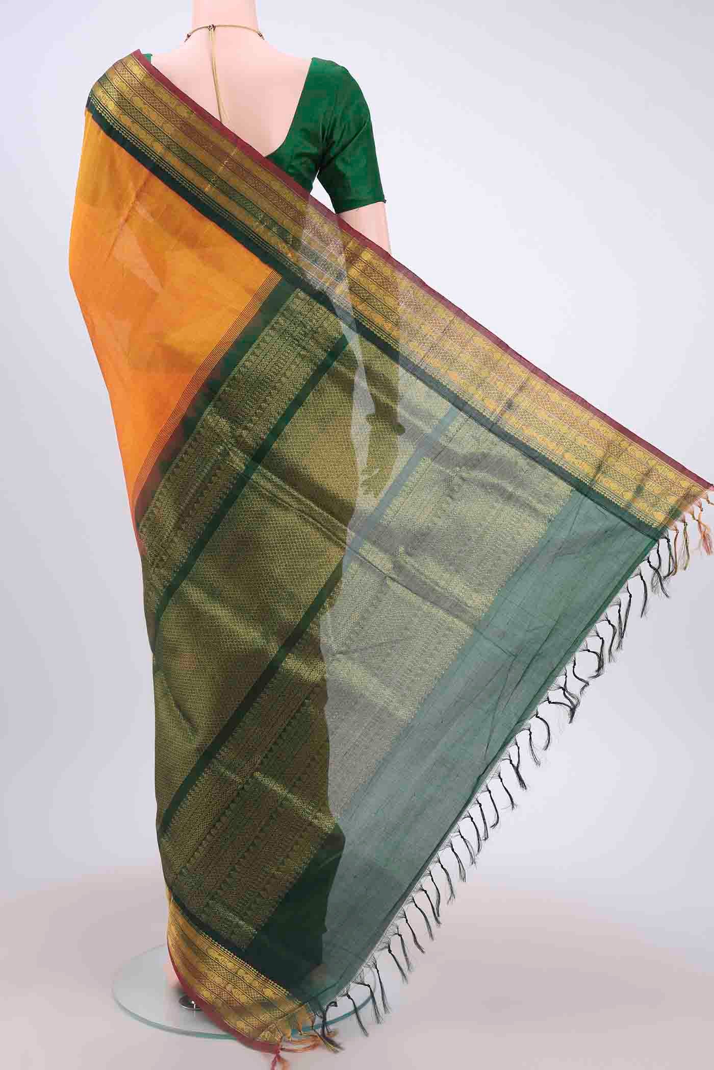 Yellow Blended Coimbatore Silk Cotton Saree - Image 3