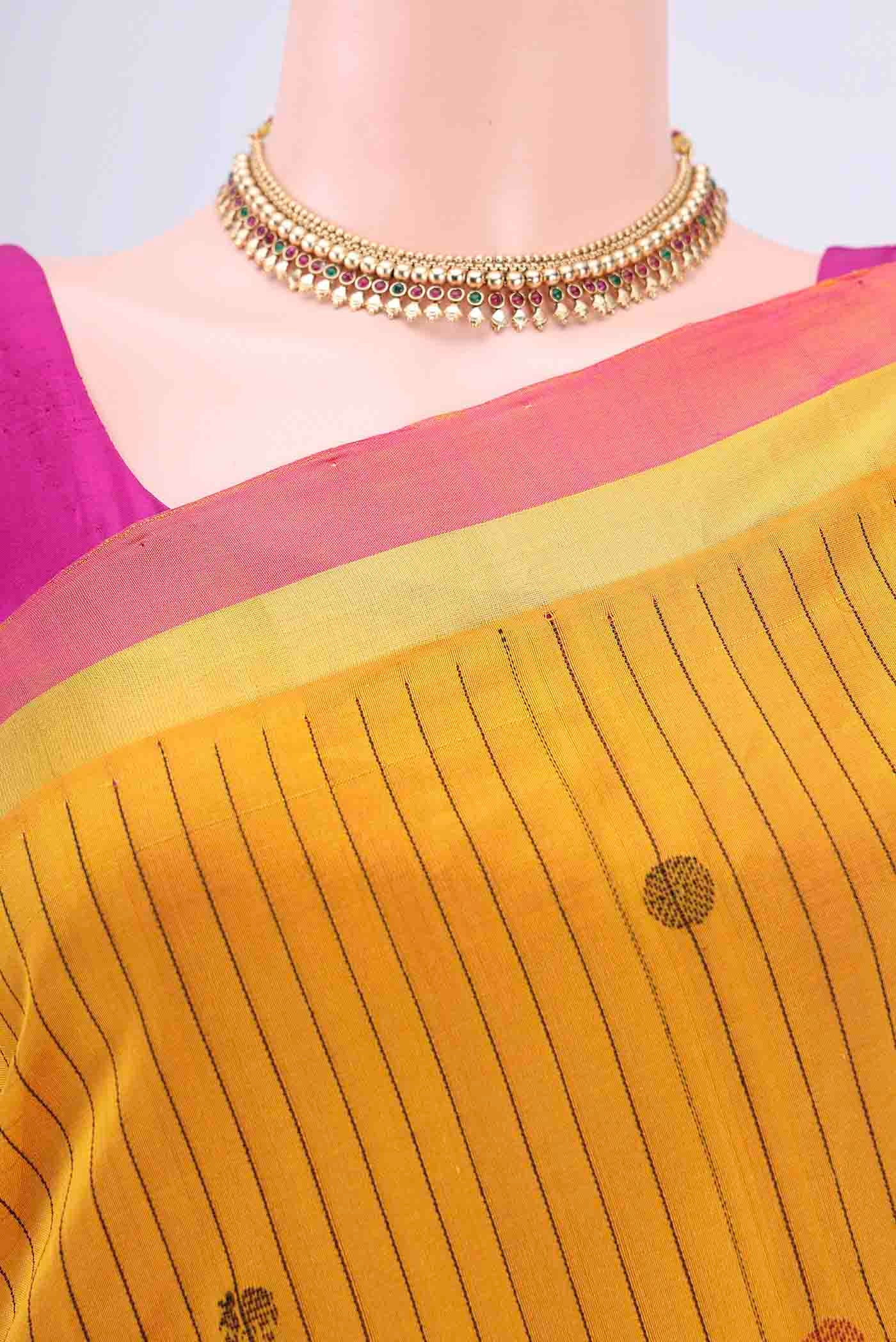 Off White Blended Coimbatore Silk Cotton Saree - Image 2