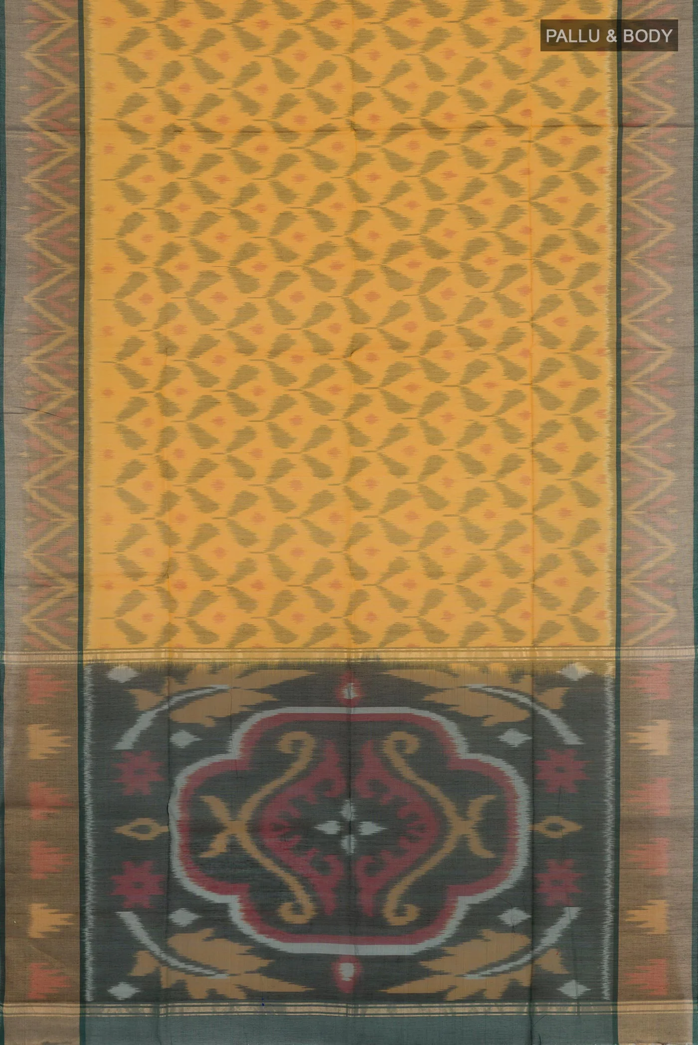 Yellow Silk Cotton Saree - Image 3