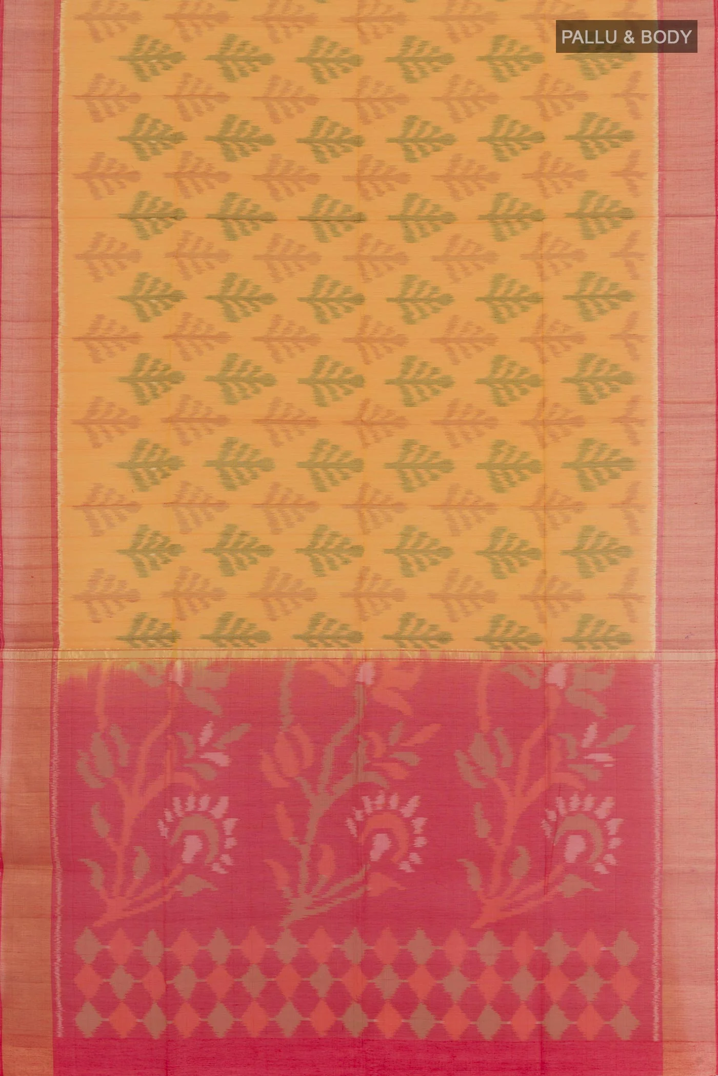 Yellow Blended Silk Cotton Saree - Image 3