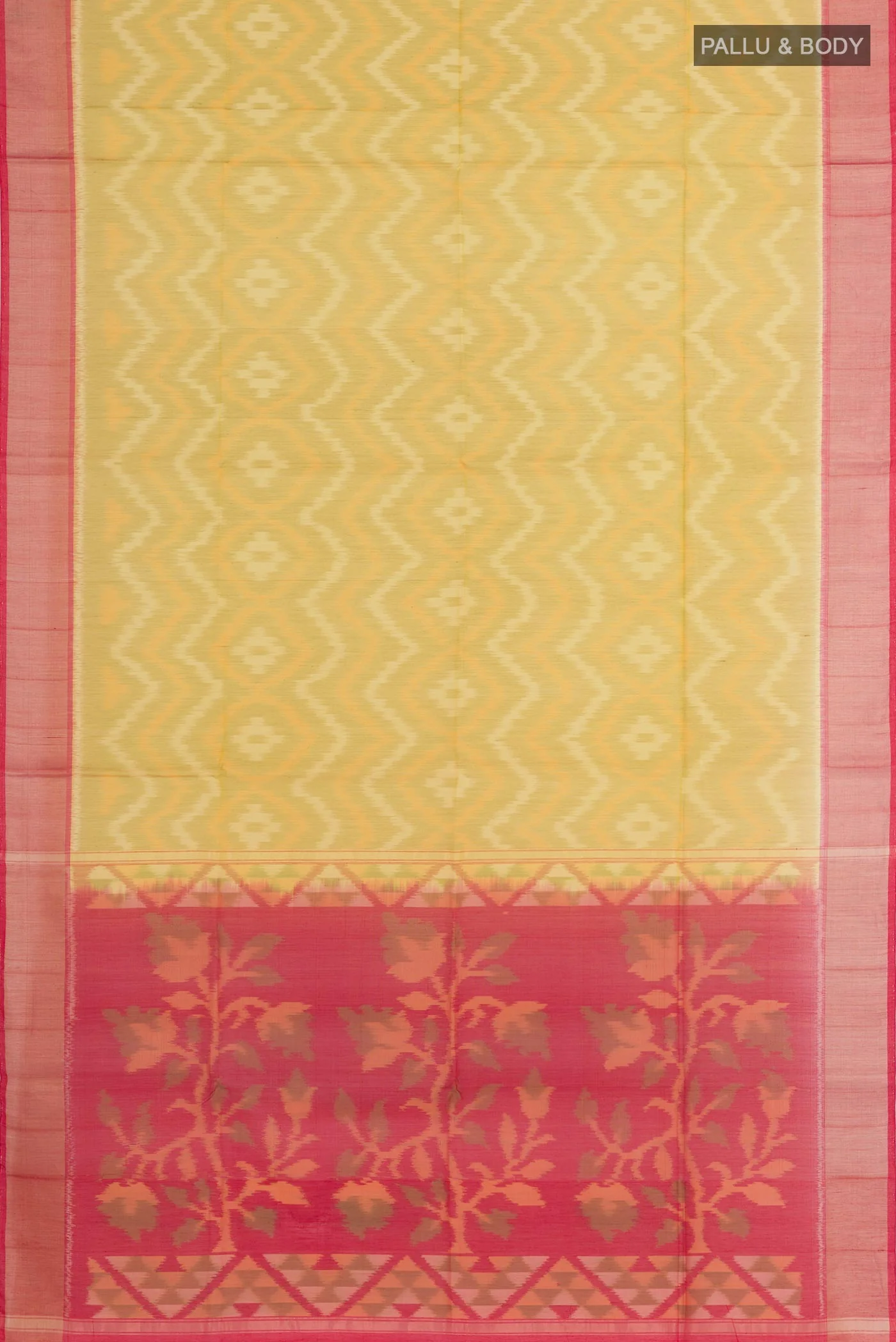 Yellow Silk Cotton Saree - Image 3