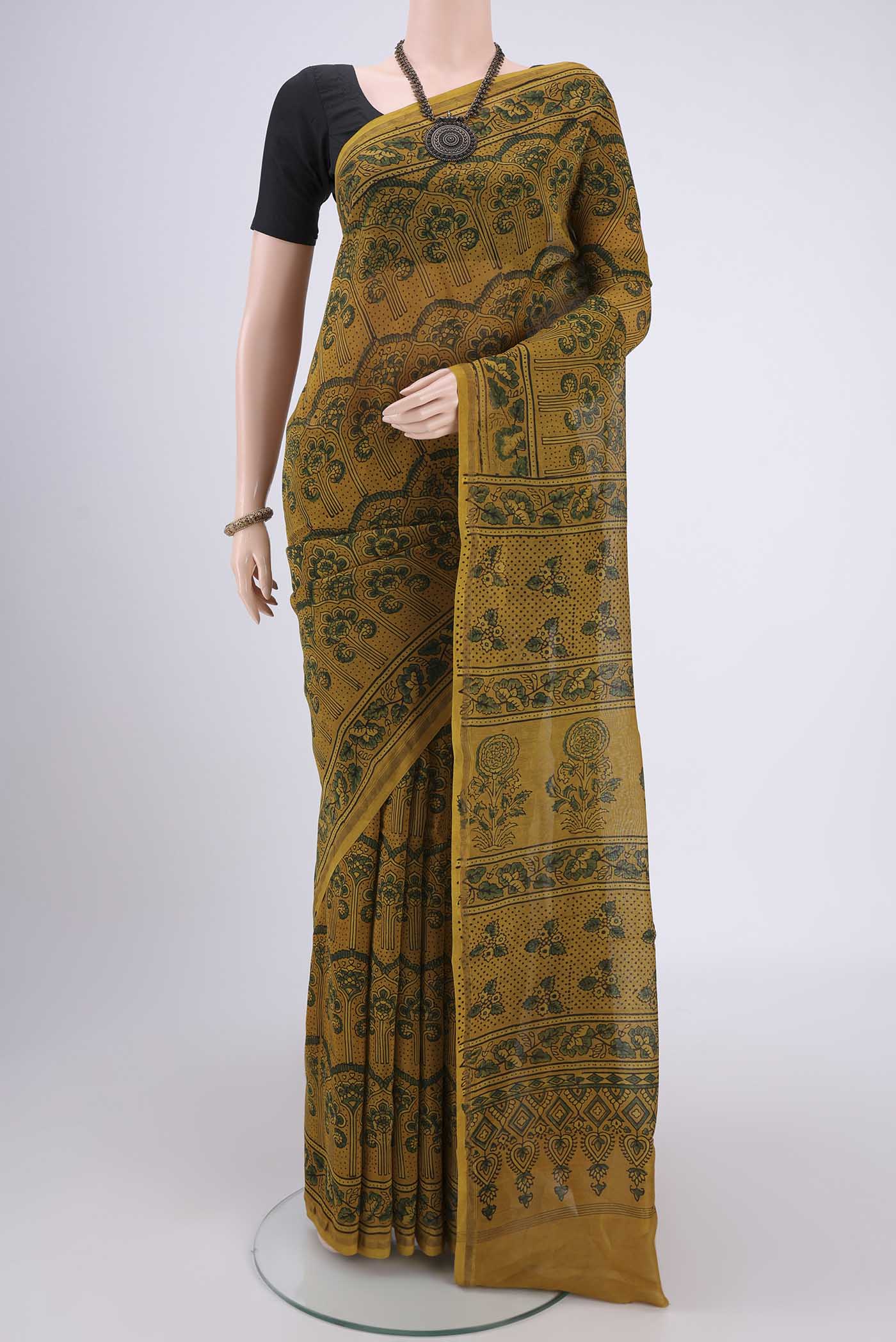 Yellow Chanderi Silk Cotton Saree