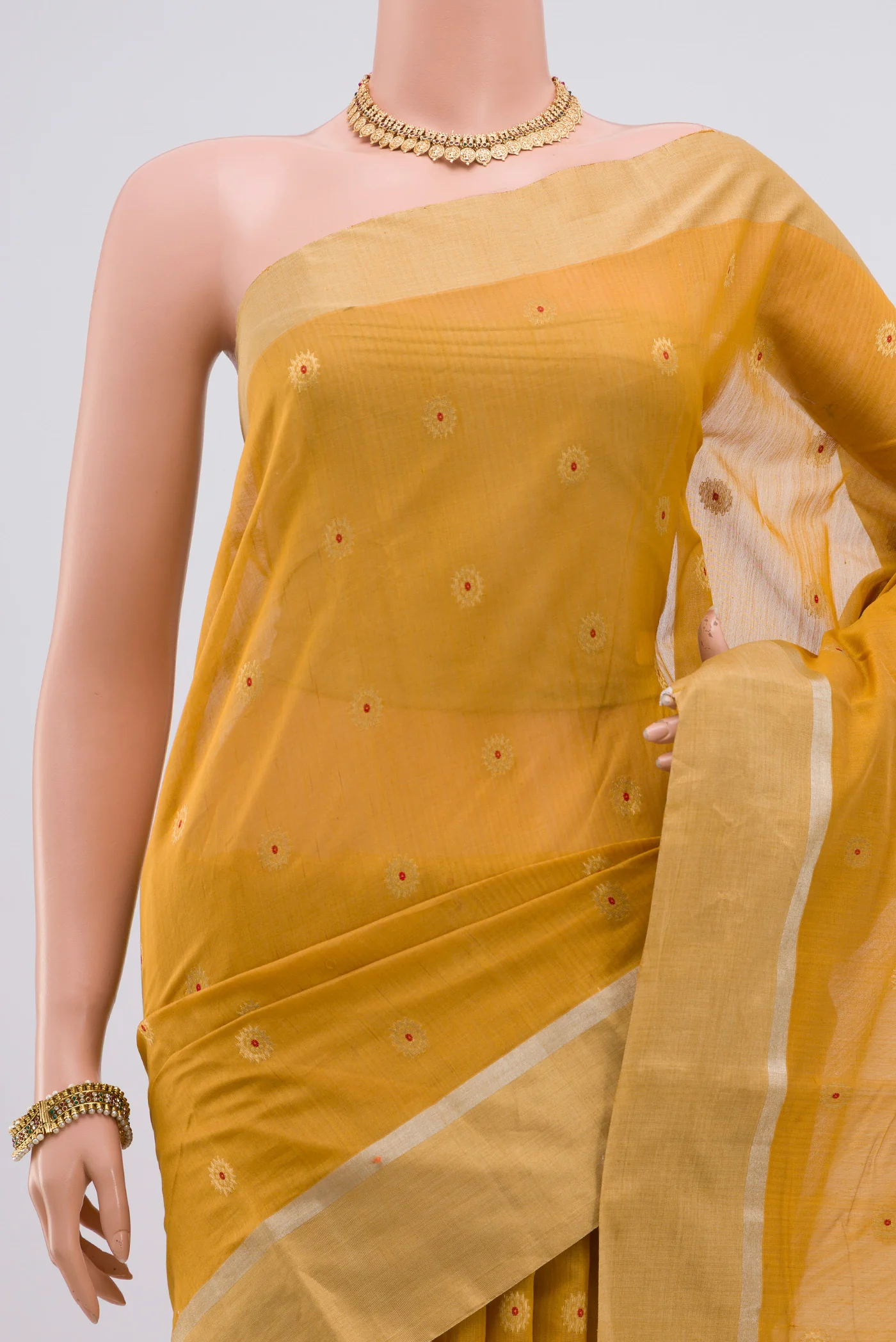 Yellow Chanderi Silk Cotton Saree - Image 2