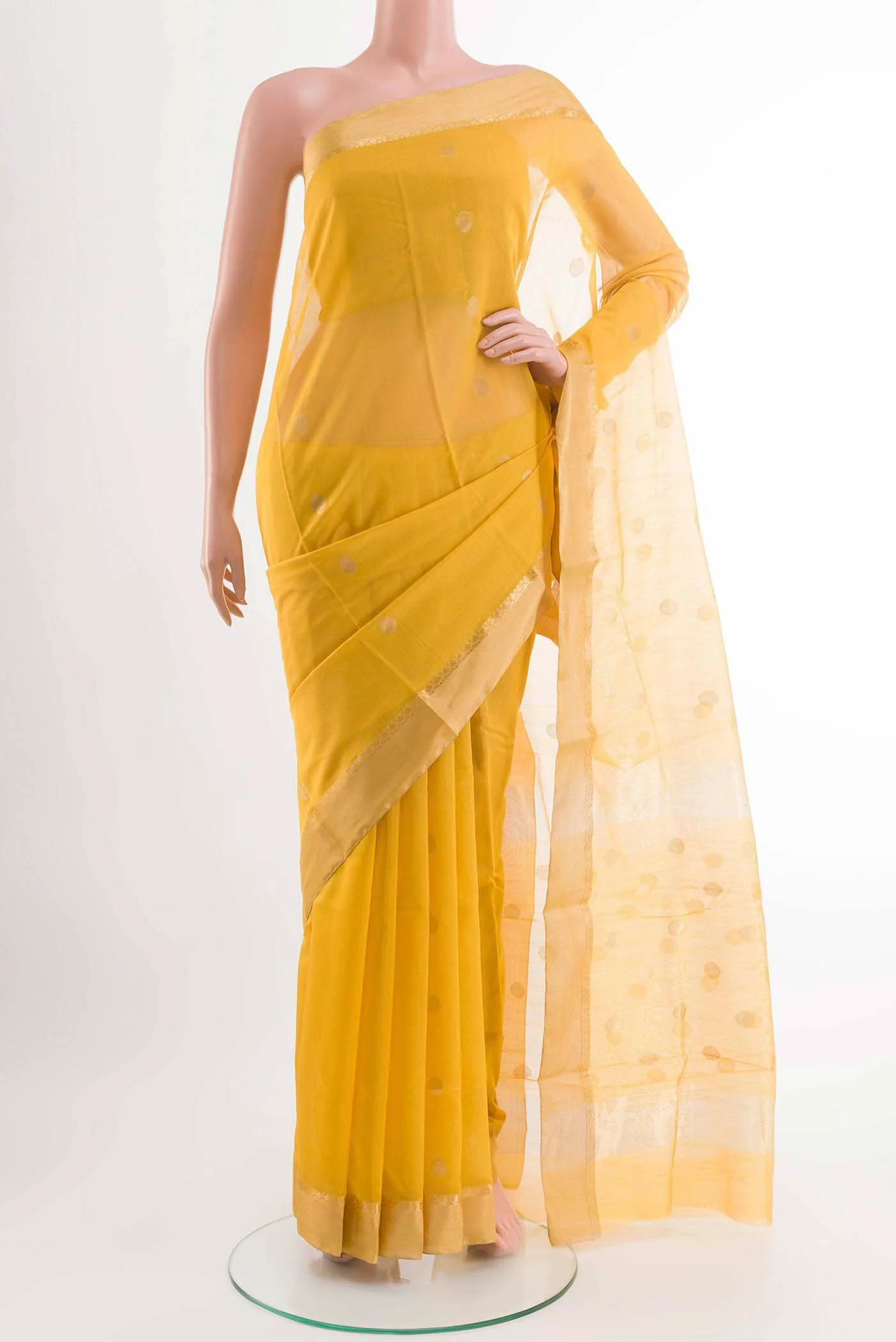 Yellow Chanderi Silk Cotton Saree