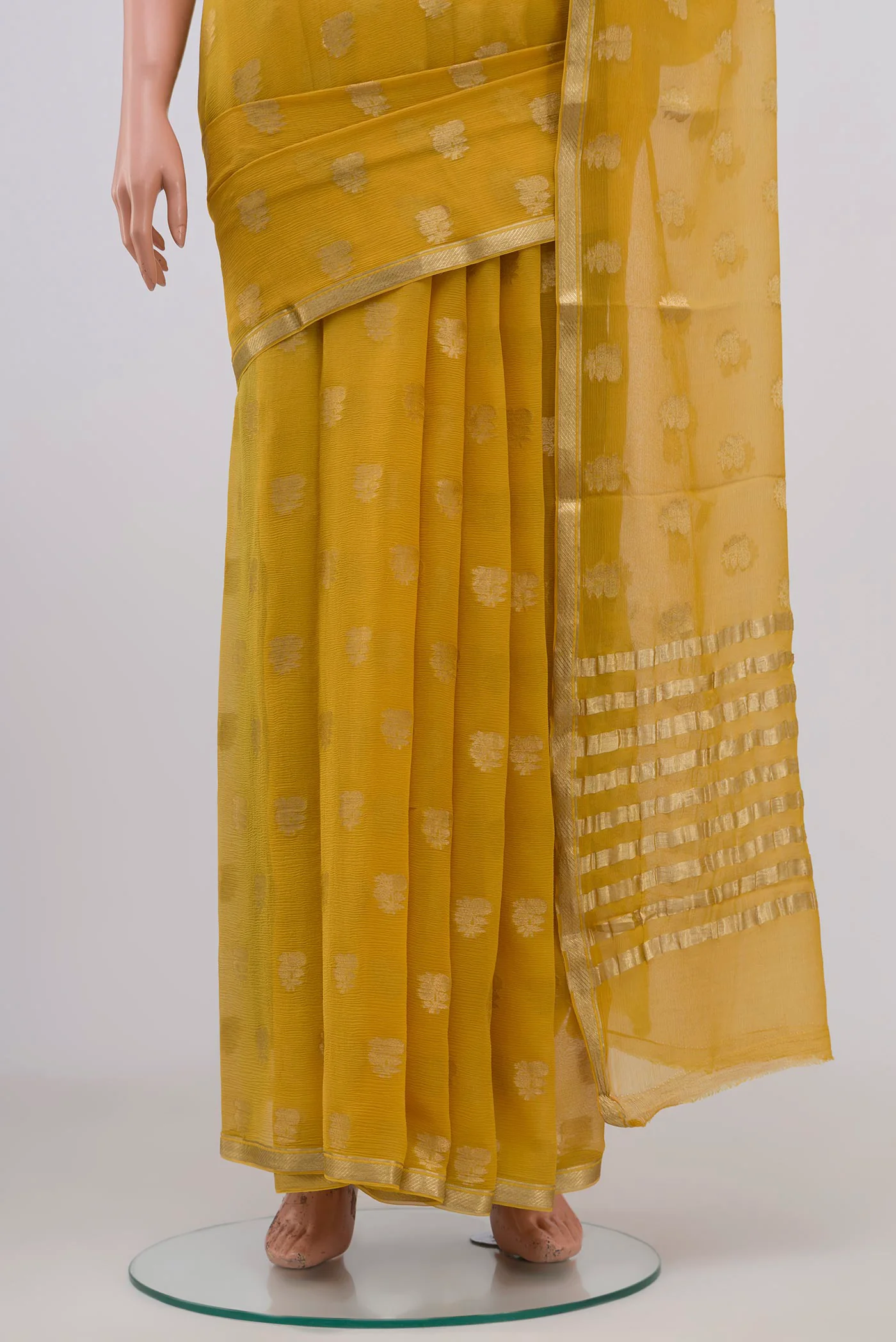 Yellow Mysore Chiffon Saree - Image 3