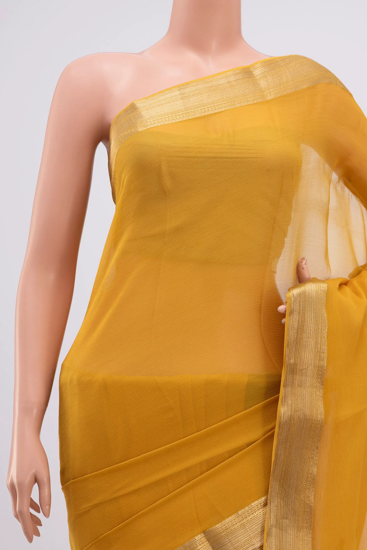 Yellow Mysore Chiffon Saree - Image 2