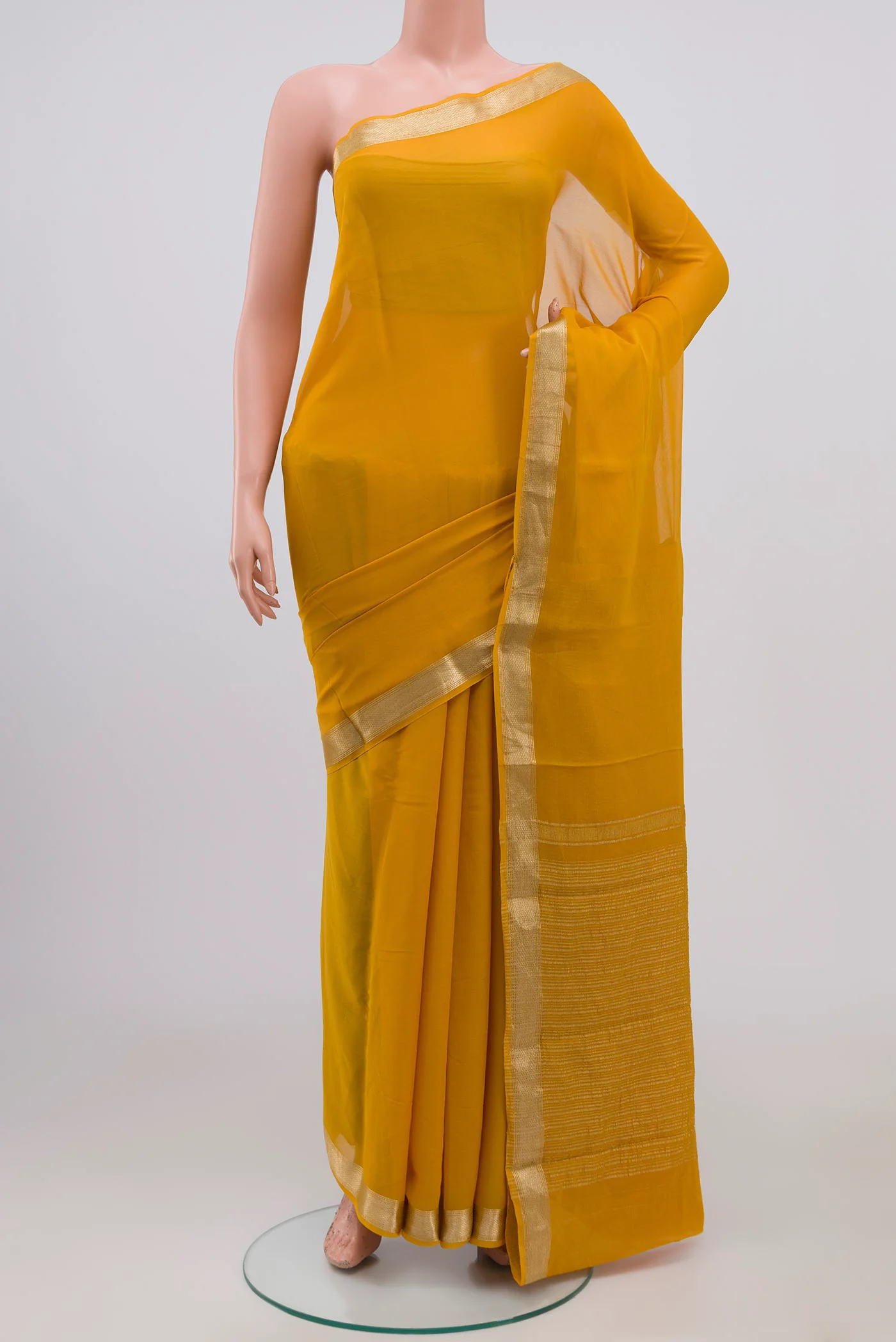 Yellow Chiffon Saree