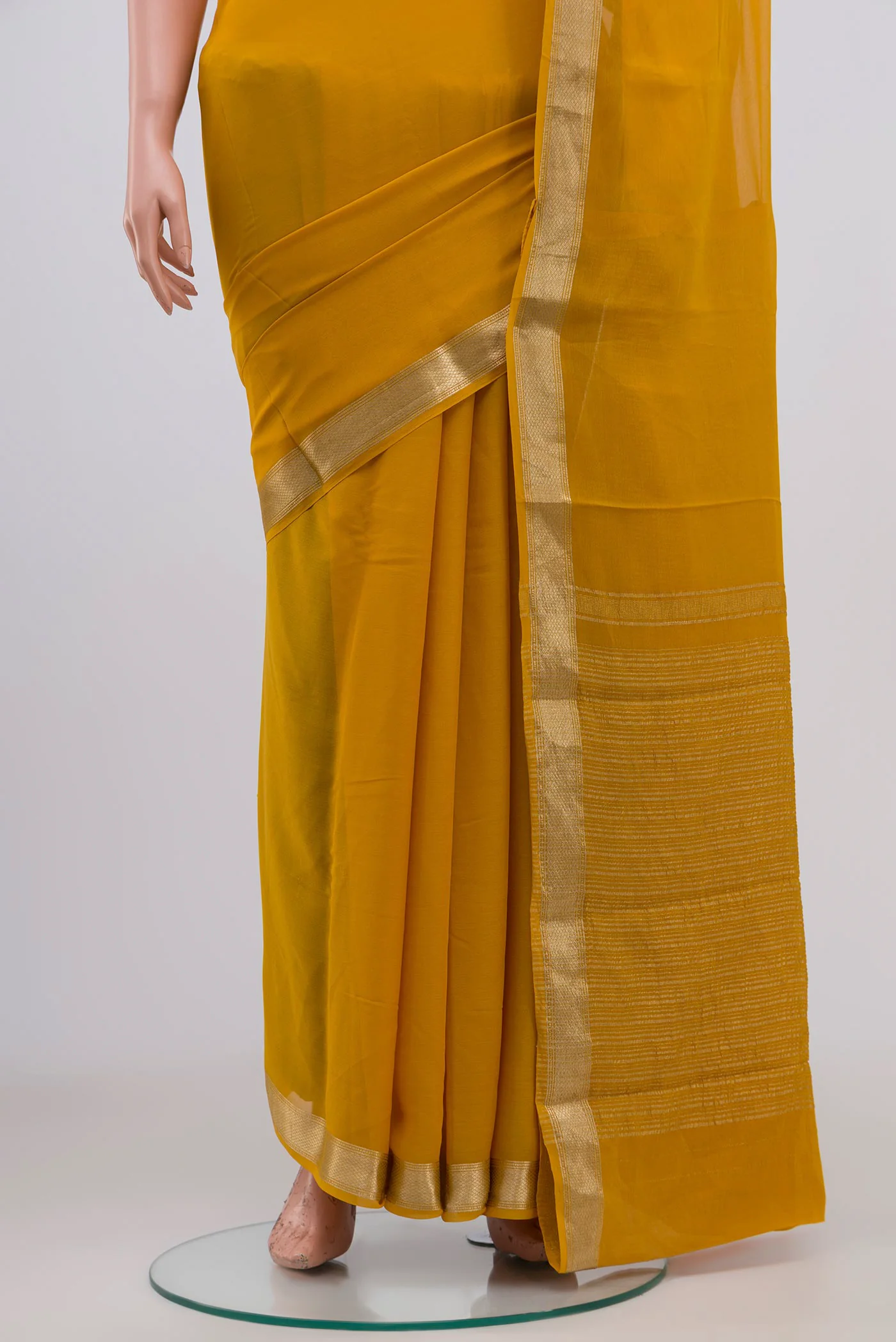 Yellow Chiffon Saree - Image 3