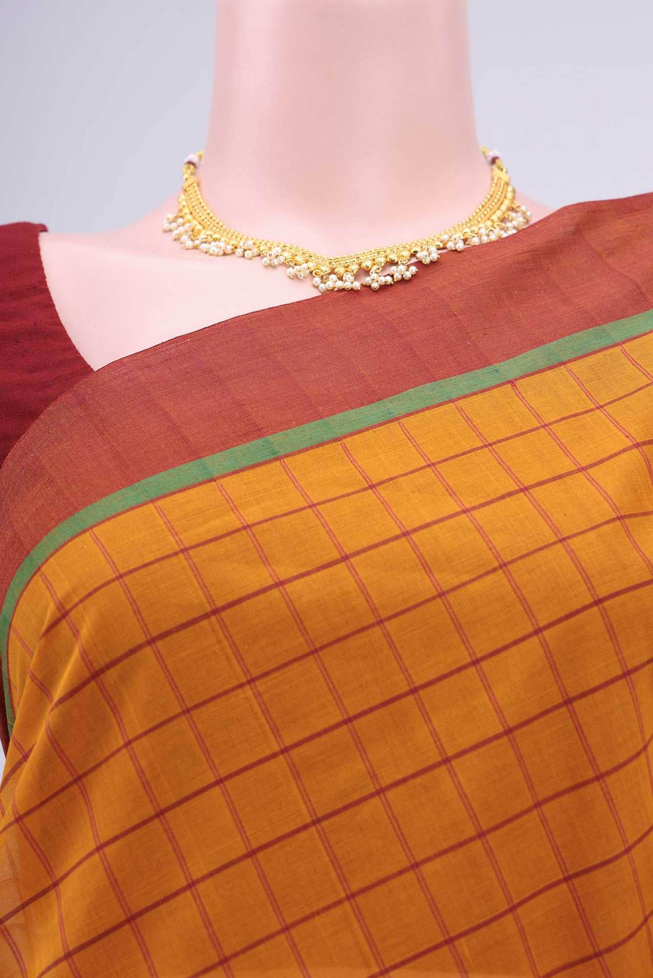 Yellow Coimbatore Cotton Saree - Image 2
