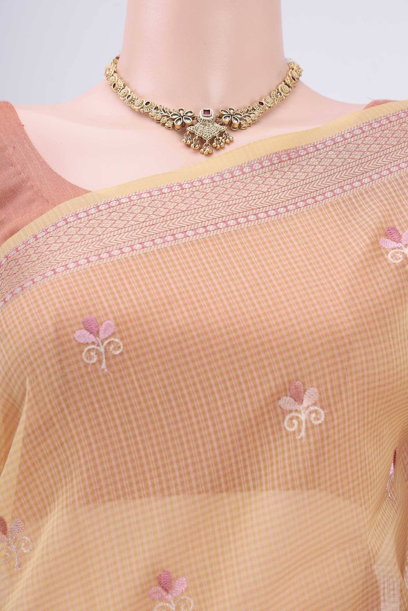 Sandal Blended Kota Cotton Saree - Image 2