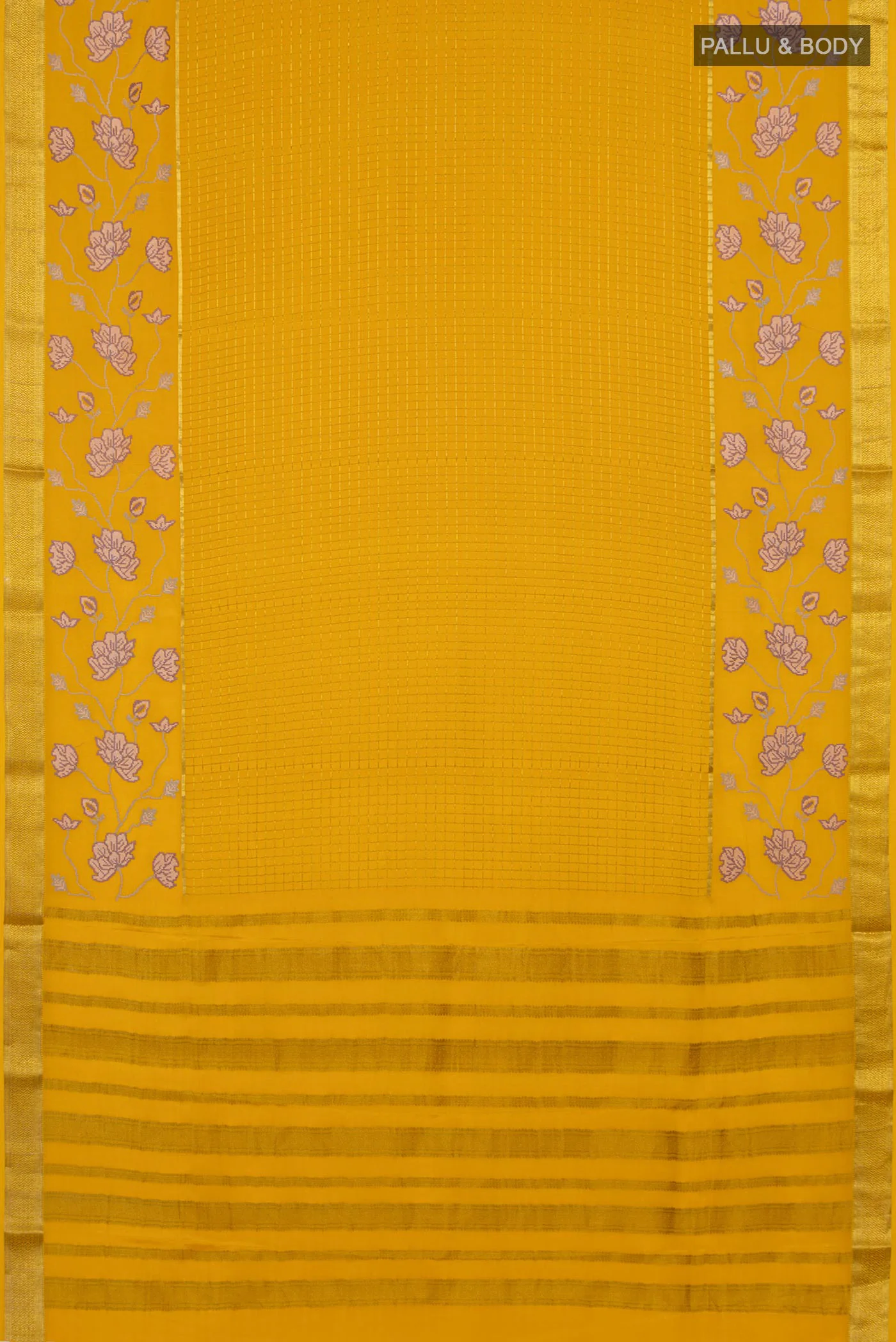 Yellow Mysore Crepe Saree - Image 5