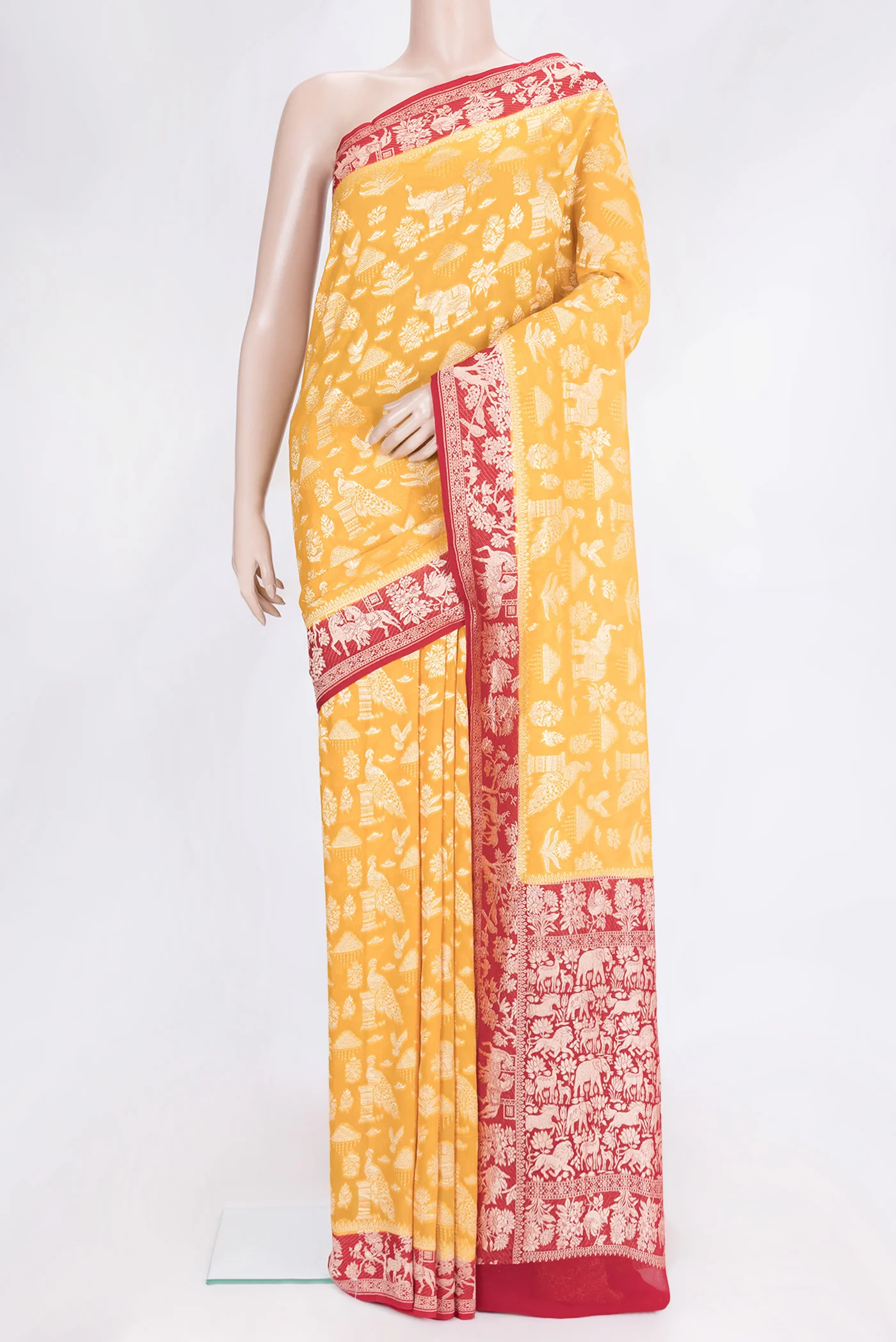 Yellow Banarasi Georgette Saree