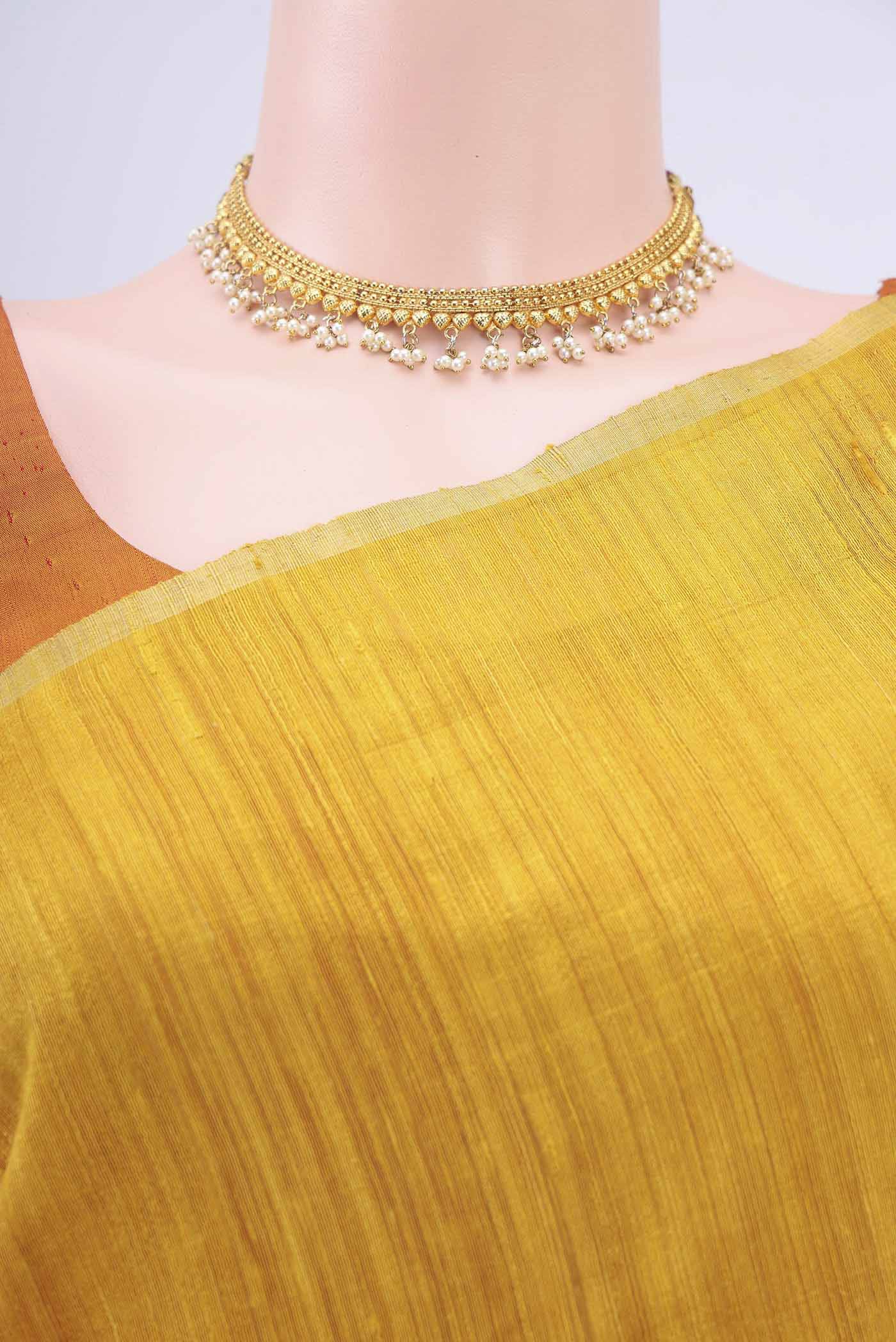 Yellow Dual Tone Banarasi Raw Silk Saree - Image 2