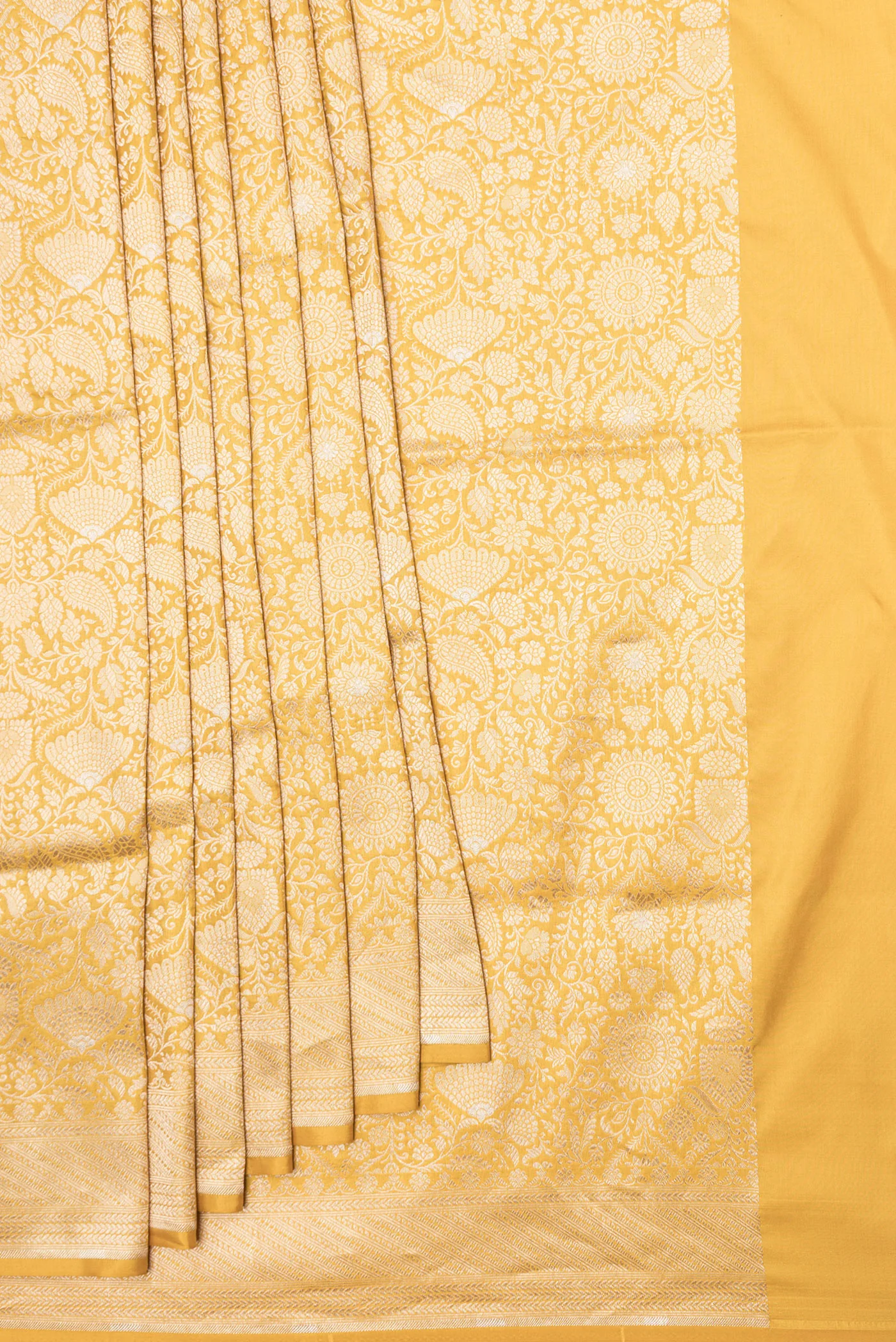 Yellow Banarasi Silk Saree - Image 4