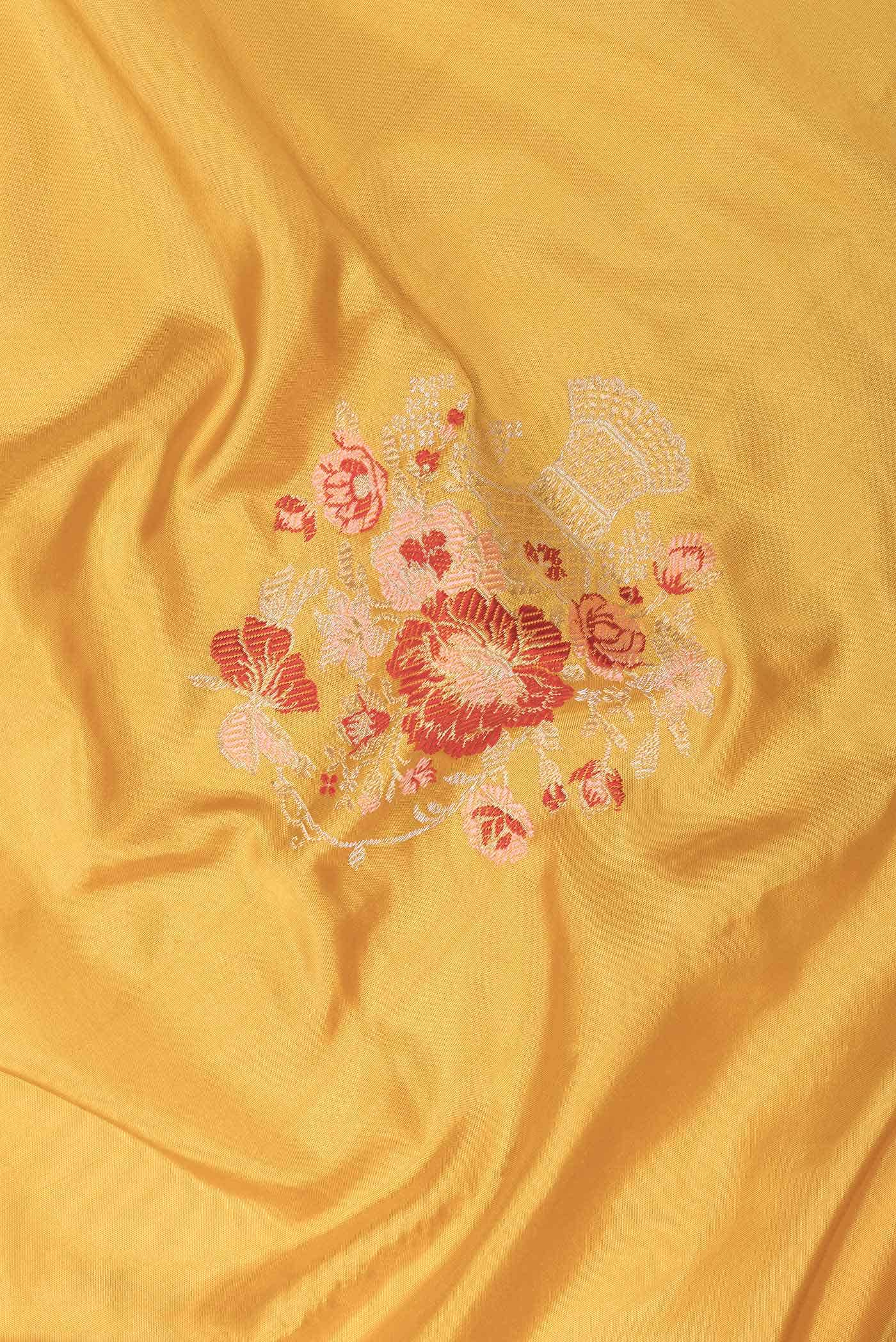 Yellow Dual Tone Banarasi Silk Saree - Image 3