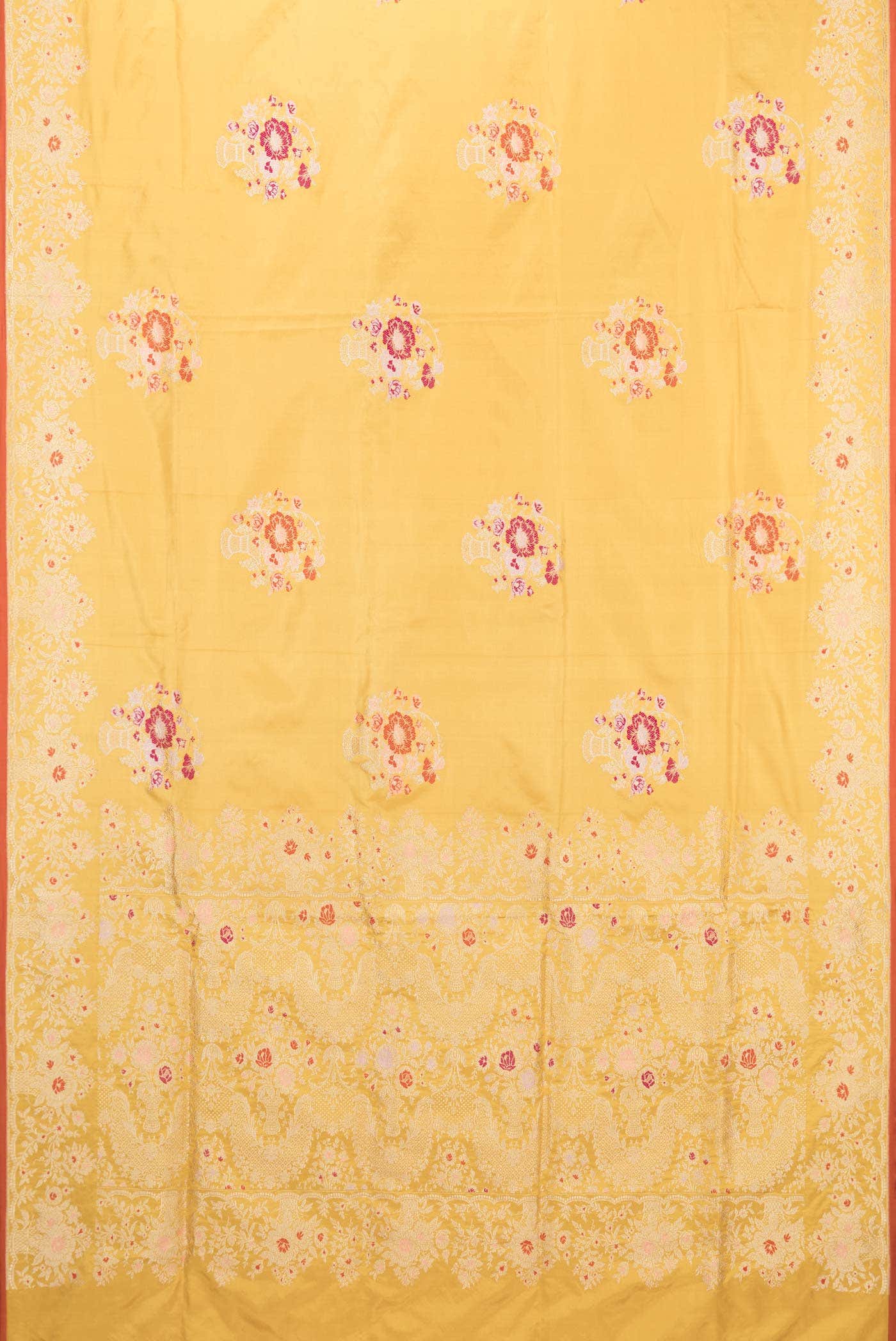 Yellow Dual Tone Banarasi Silk Saree - Image 4