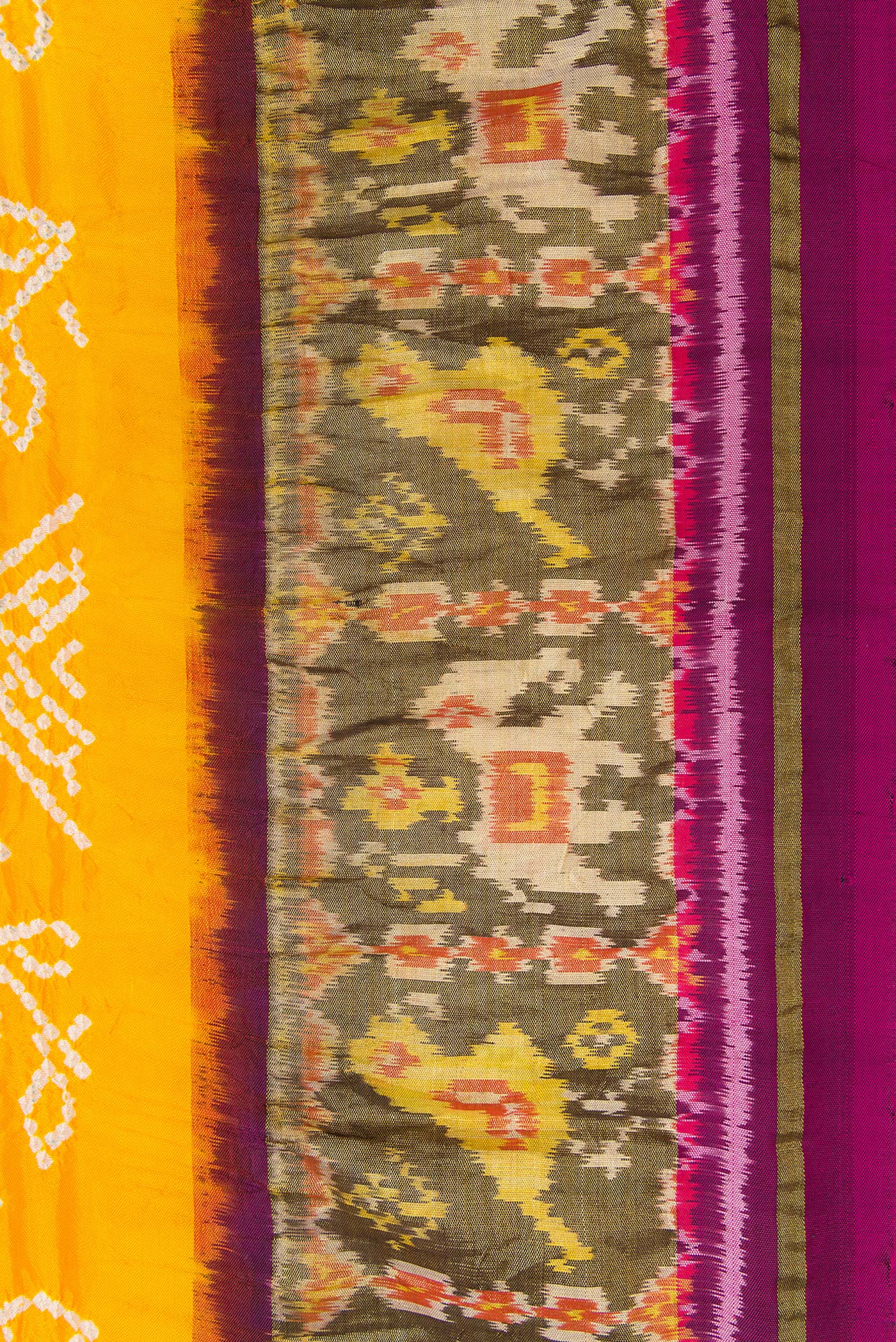 Yellow Bandhani Silk Saree - Image 3