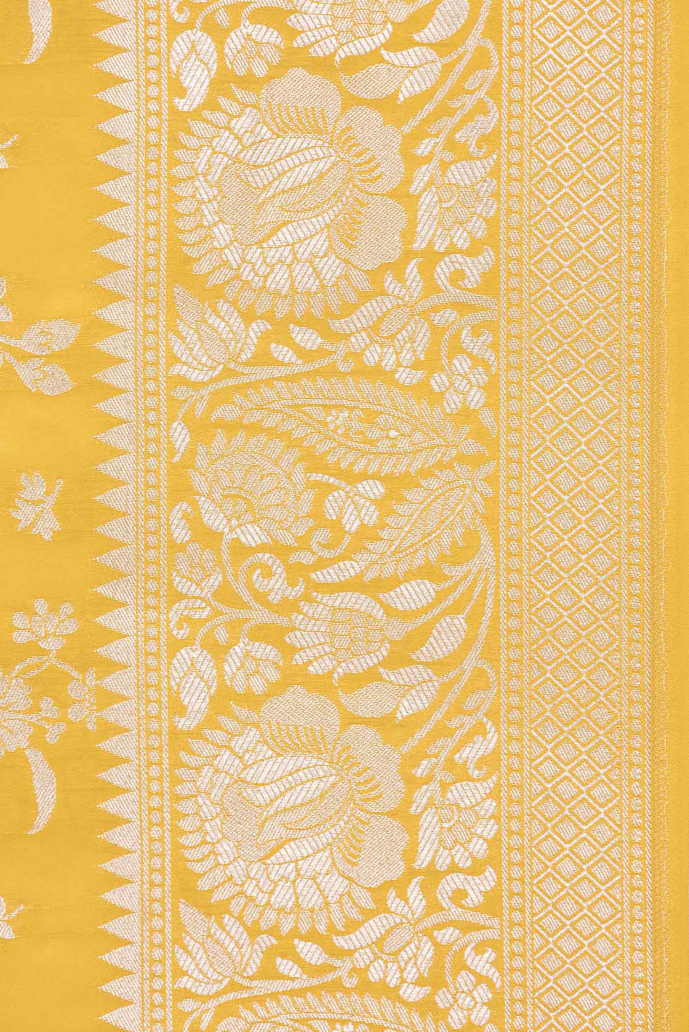 Yellow Blended Banarasi Silk Saree - Image 3
