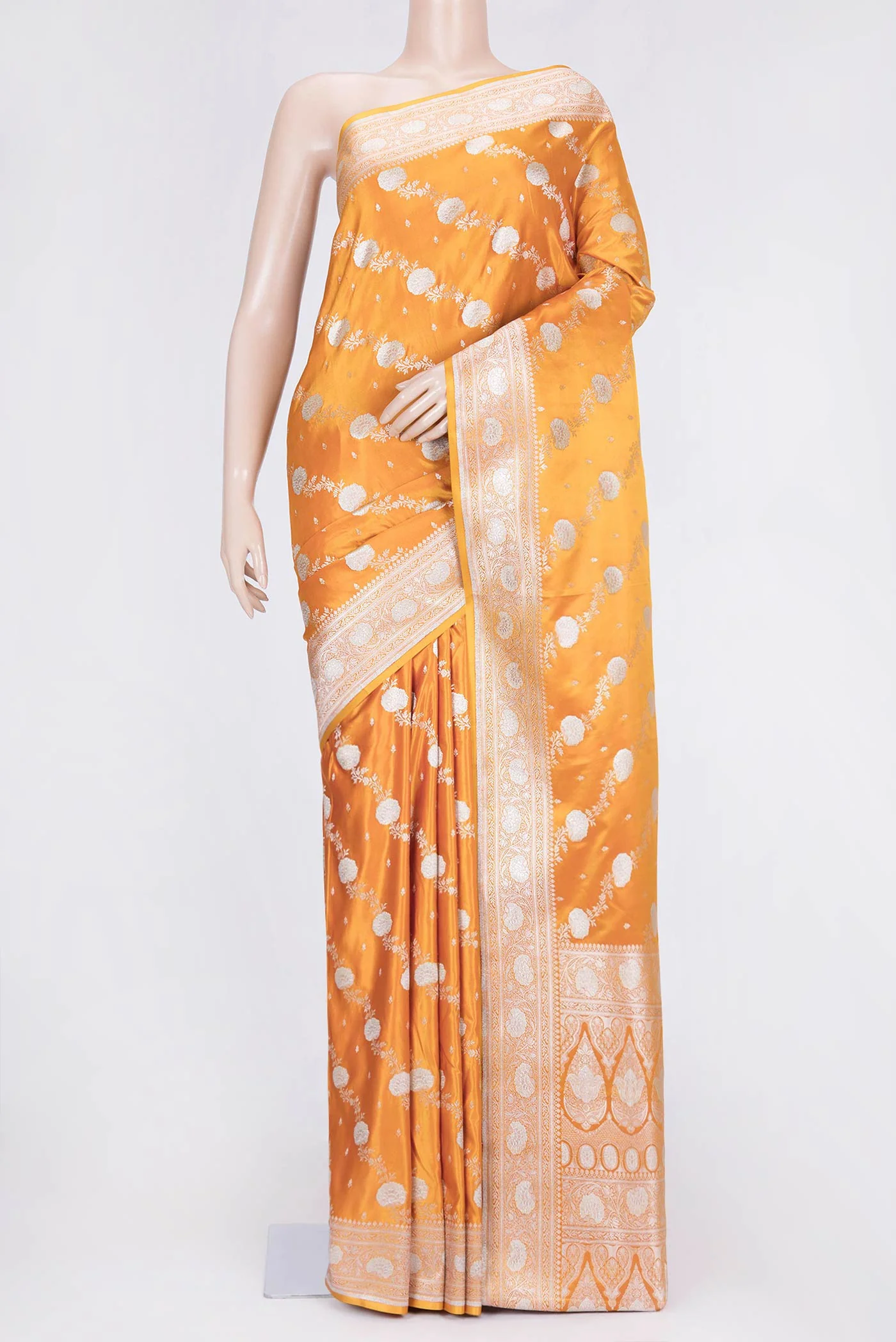 Yellow Dual Tone Blended Banarasi Silk Saree