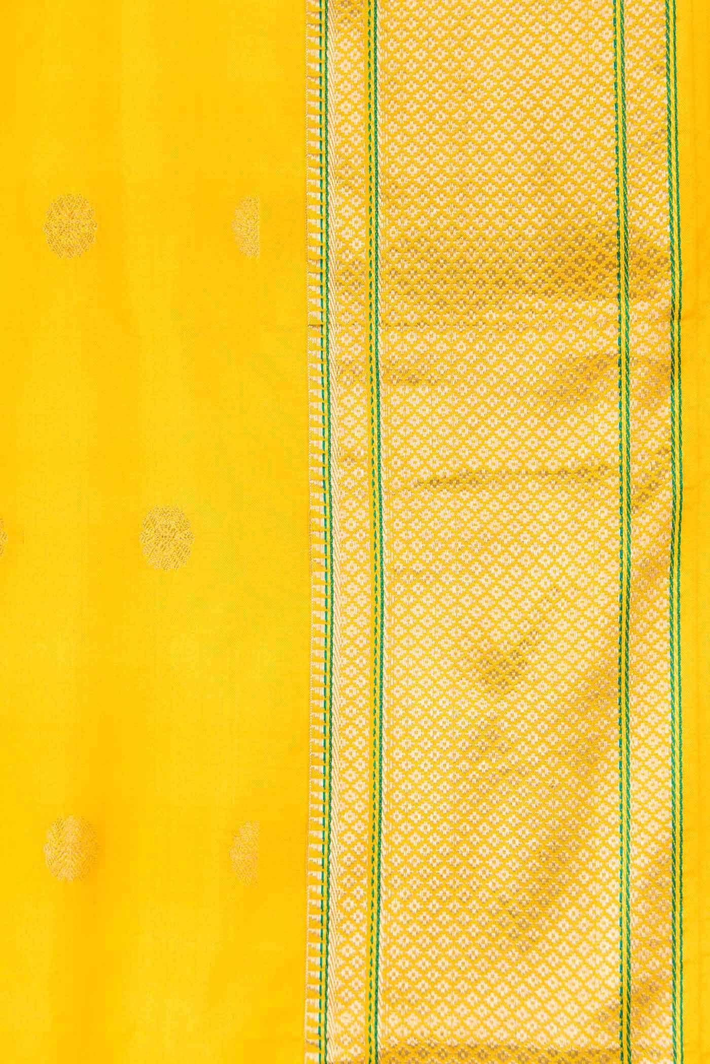 Yellow Dual Tone Blended Paithani Silk Saree - Image 3