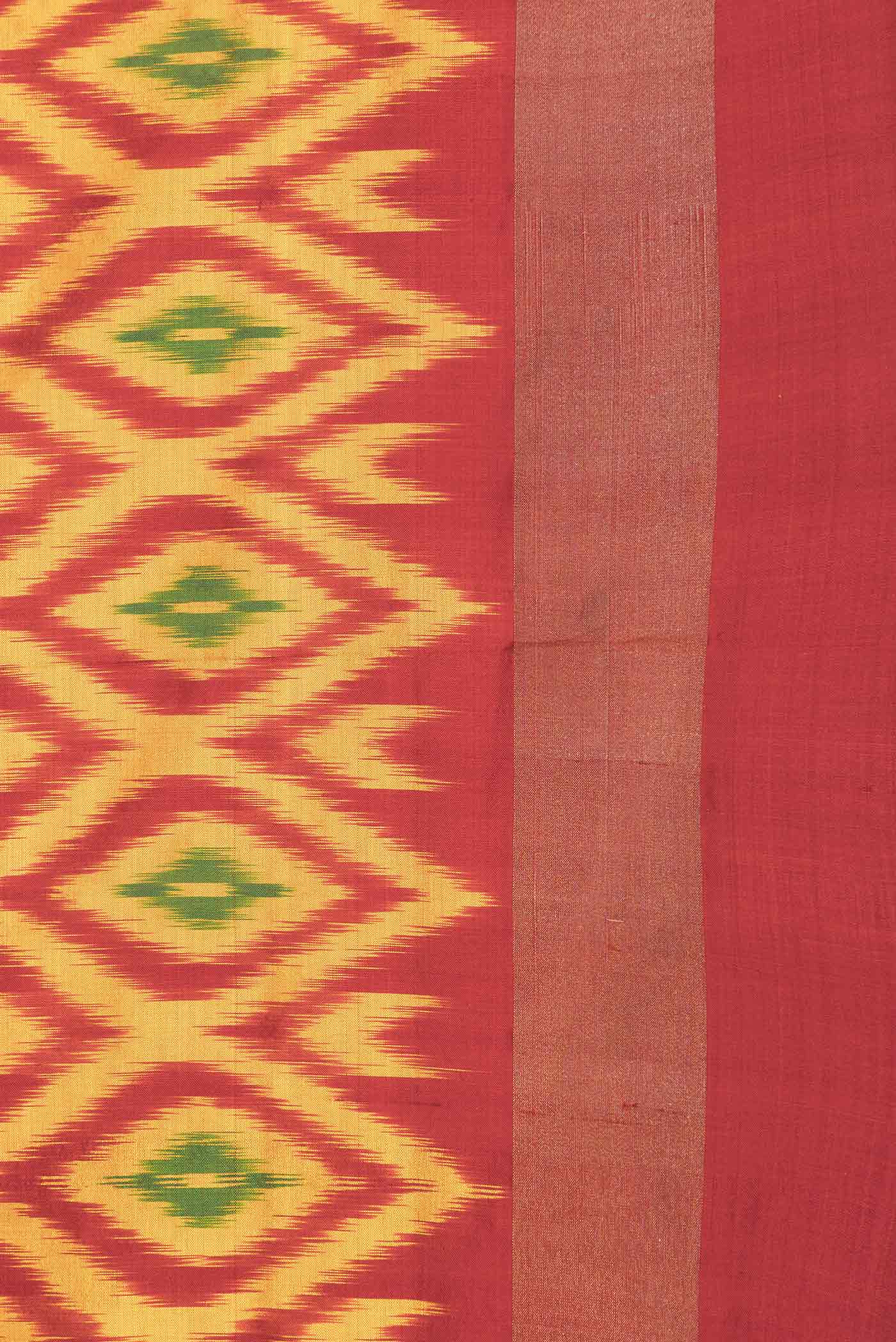 Yellow Dual Tone Double Ikat Saree - Image 3
