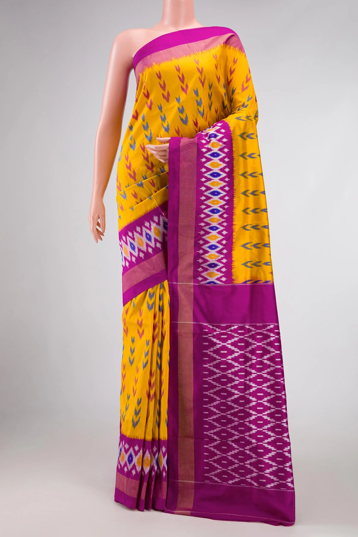 Yellow Pochampally Silk Saree