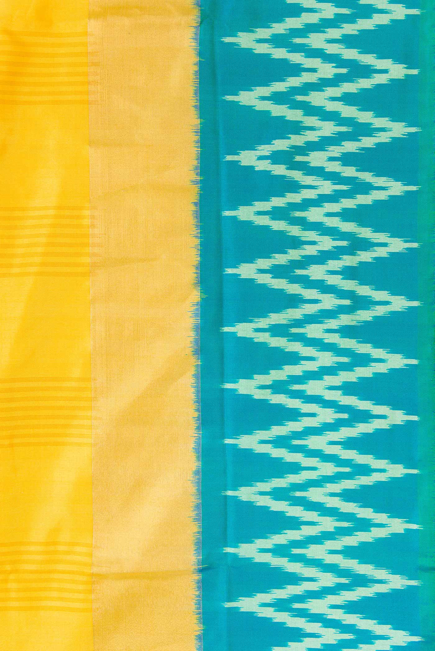 Yellow Pochampally Silk Saree - Image 3