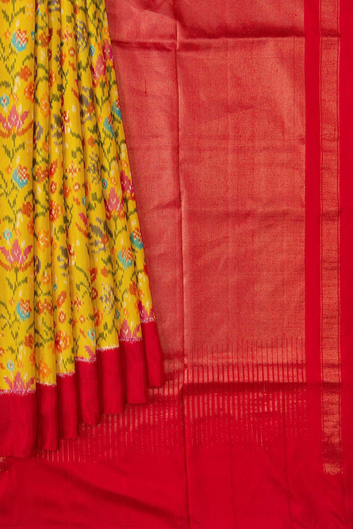 Yellow Double Ikat Saree - Image 4