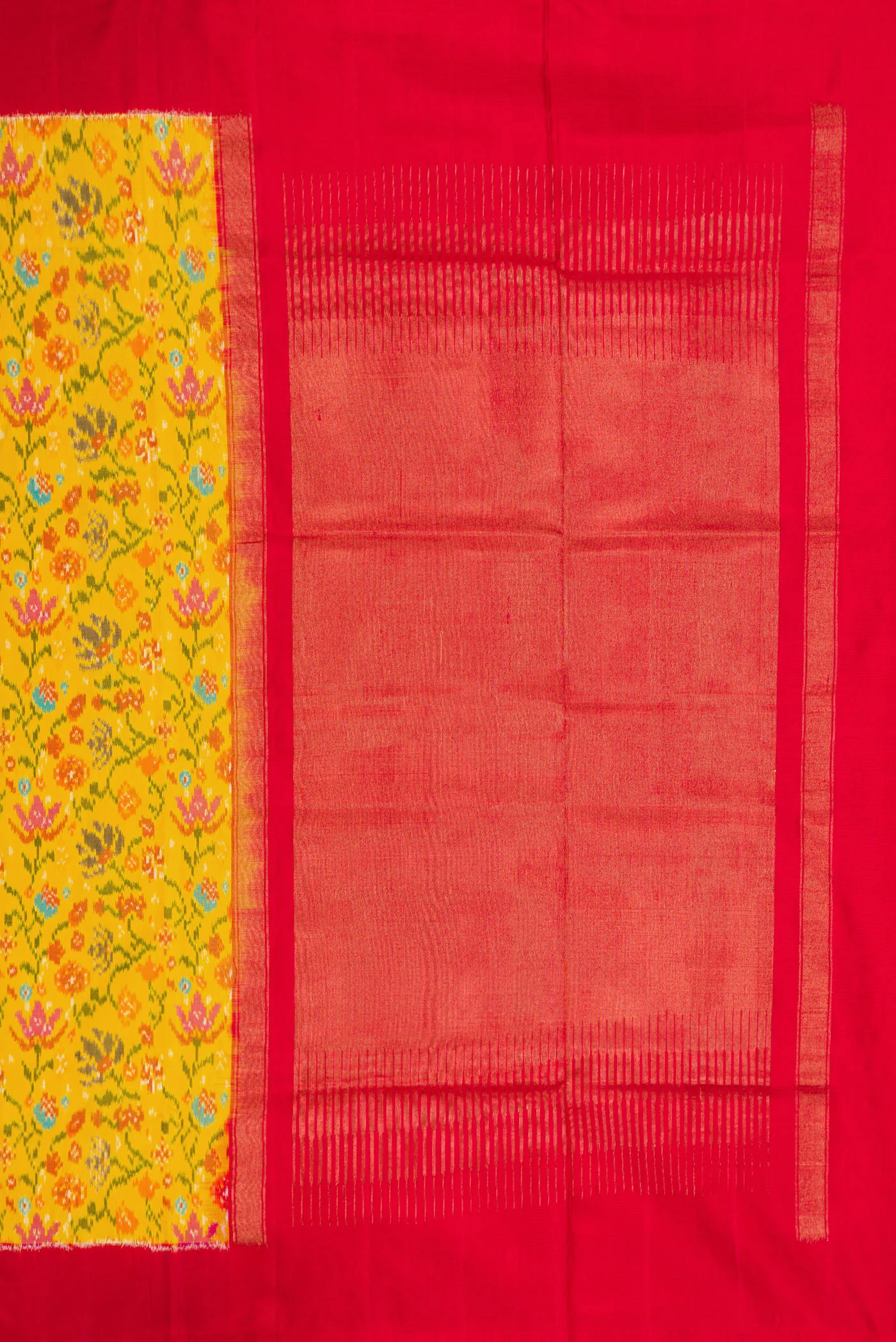 Yellow Double Ikat Saree - Image 7