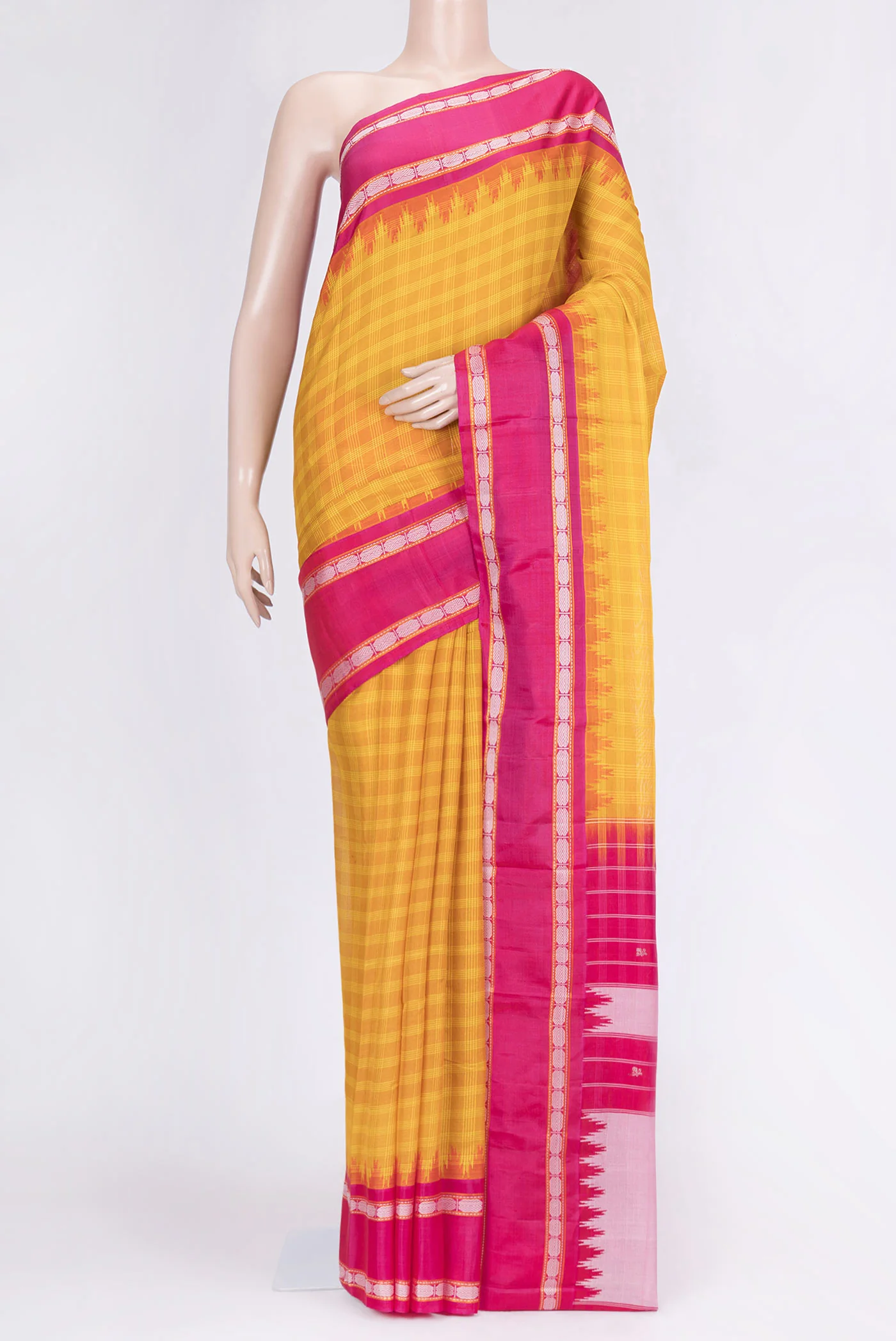 Yellow Gadwal Silk Saree