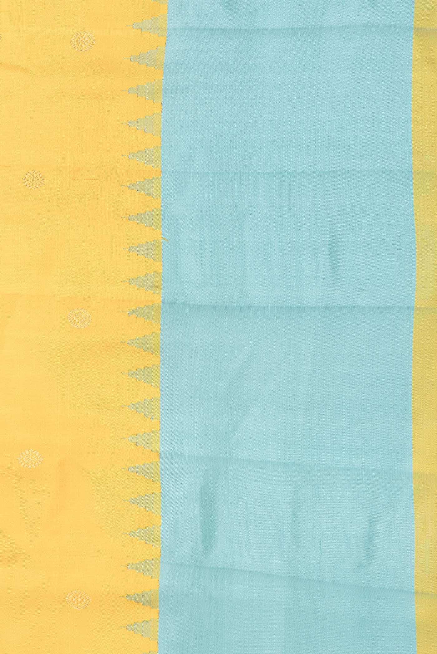 Yellow Dual Tone Gadwal Silk Saree - Image 5