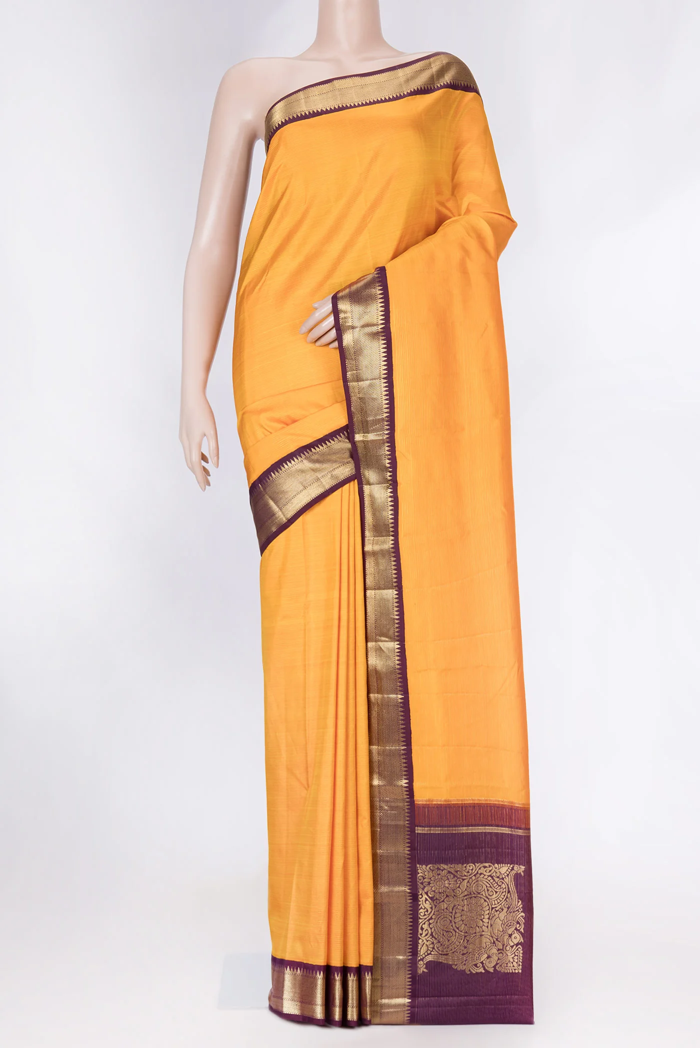 Yellow Dual Tone Kanjivaram Saree