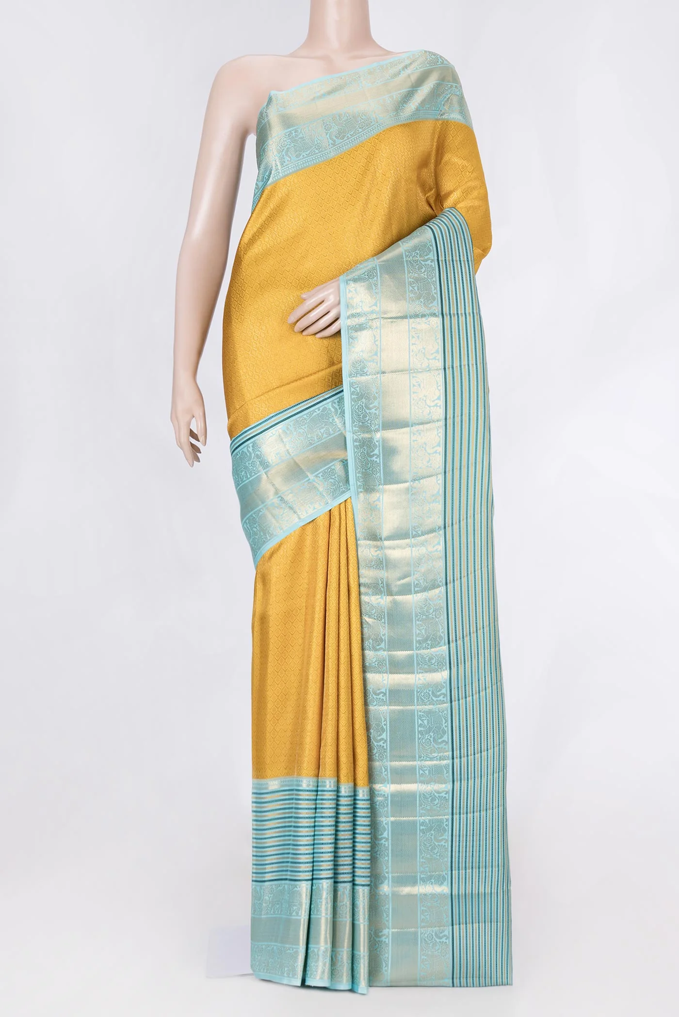 Yellow Dual Tone Kanjivaram Saree