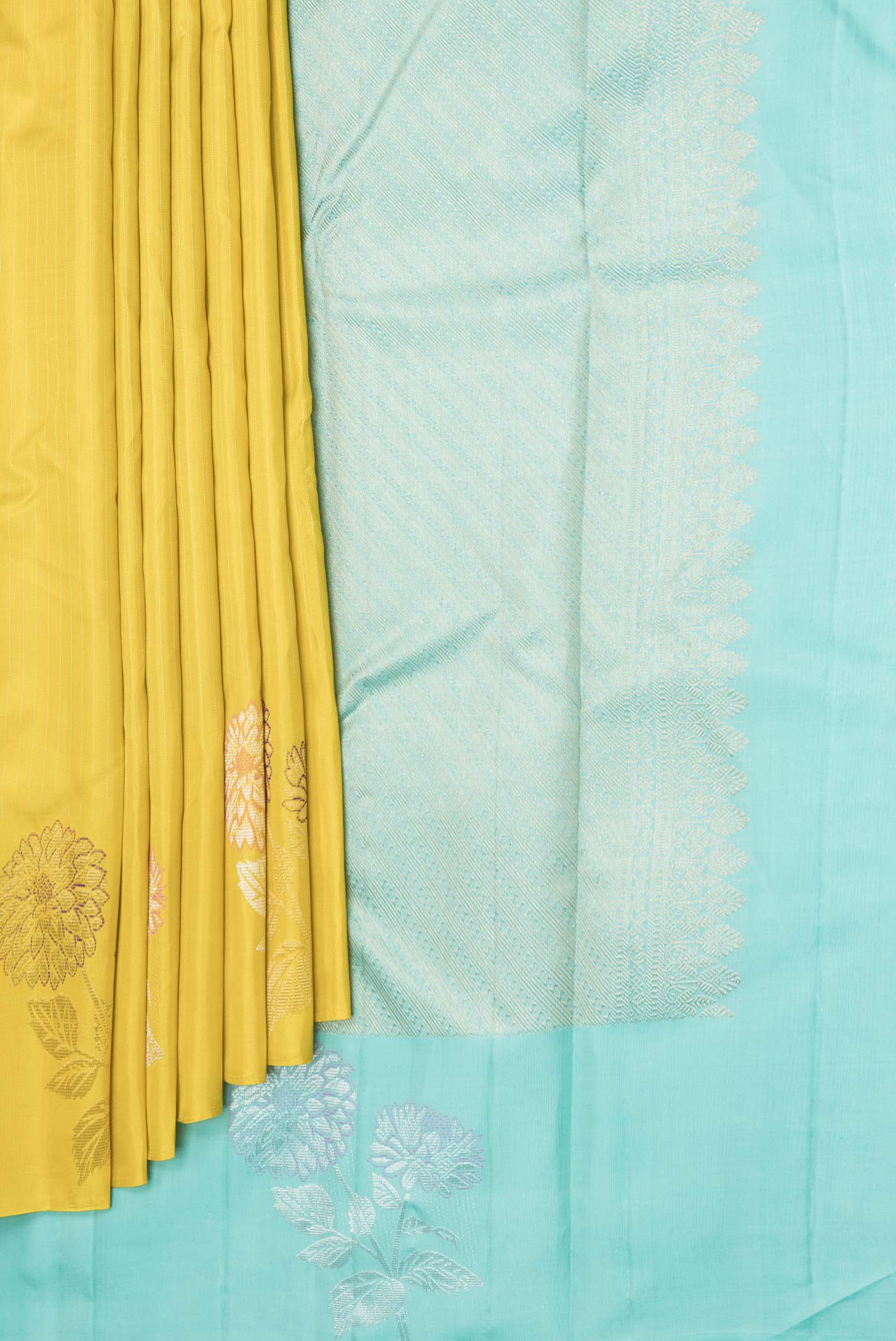 Yellow Dual Tone Kanjivaram Saree - Image 4
