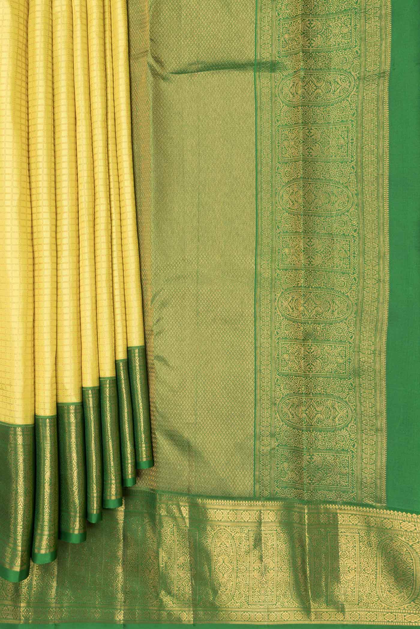 Yellow Dual Tone Kanchipuram Saree - Image 4
