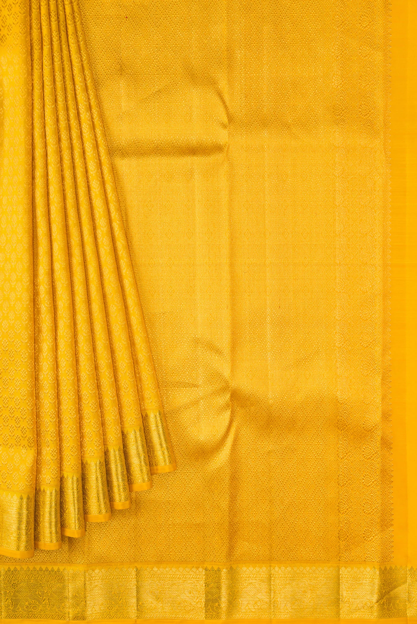 Yellow Kanchipuram Silk Saree - Image 4