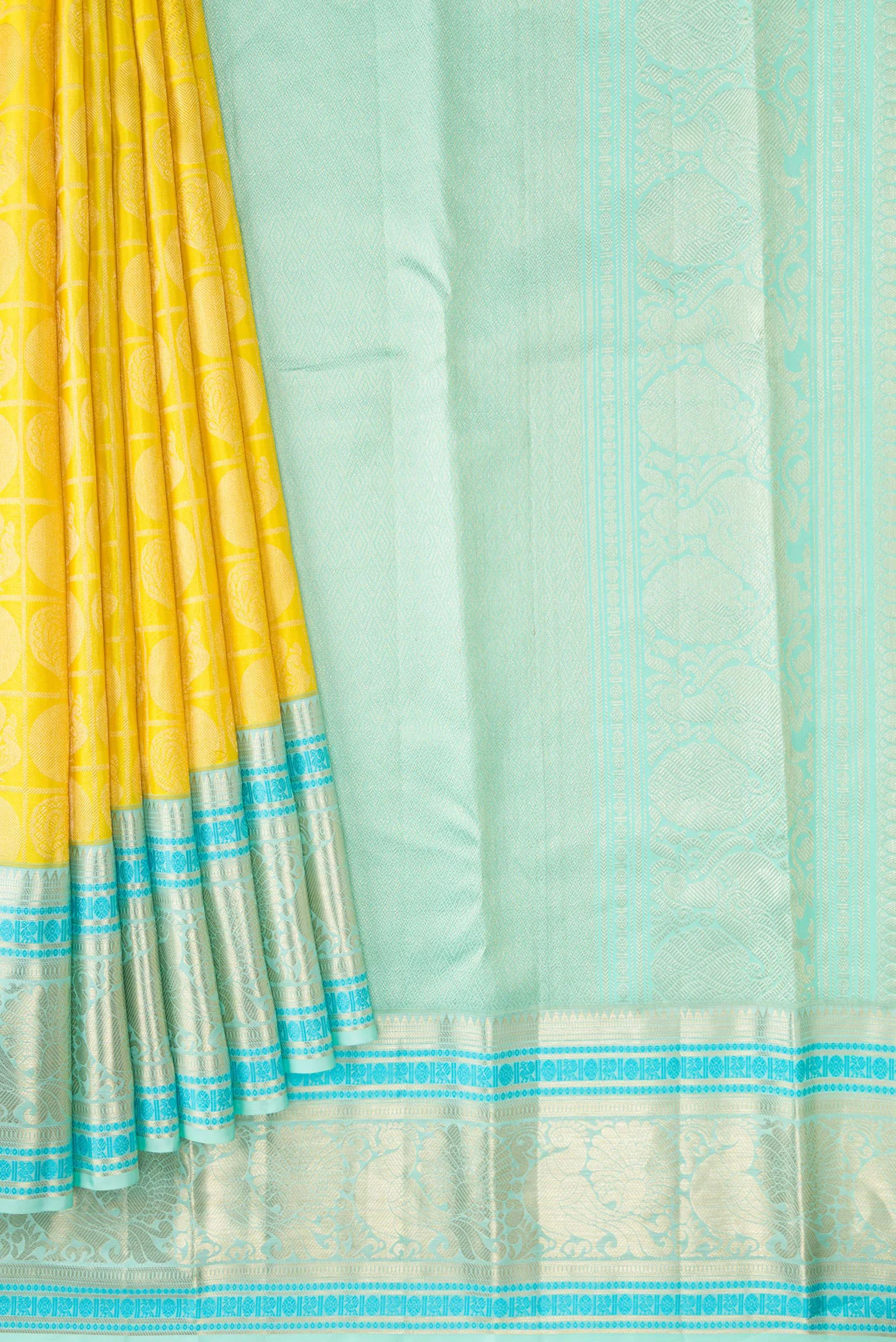 Yellow Kanchipuram Silk Saree - Image 4