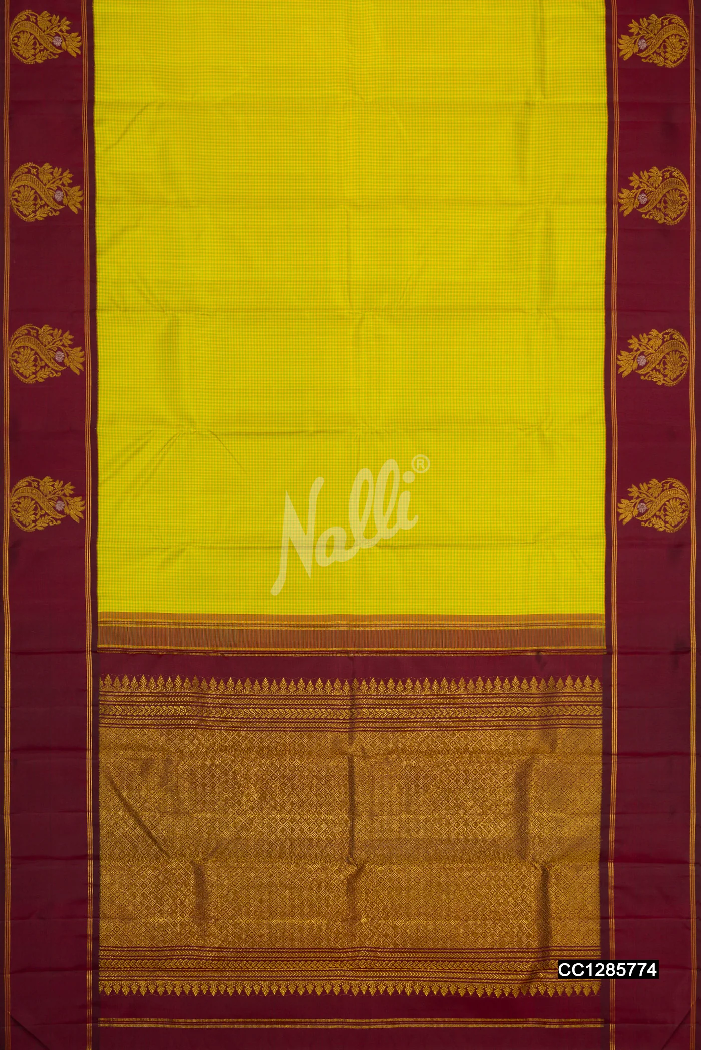 Yellow Dual Tone Kanchipuram Silk Saree