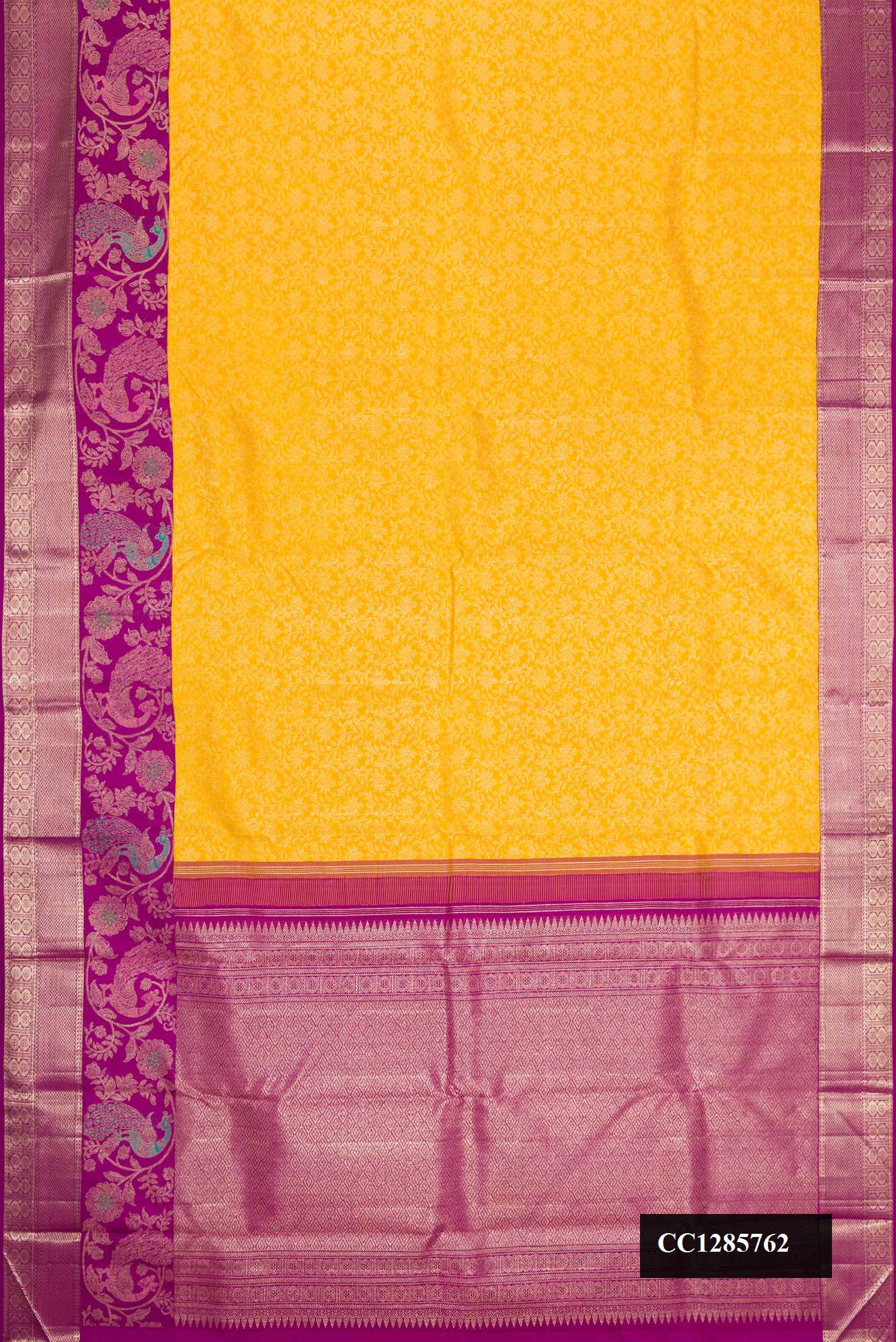 Yellow Dual Tone Kanchipuram Silk Saree