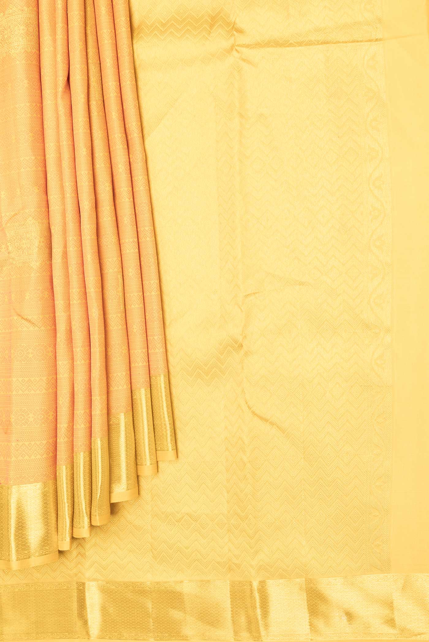 Yellow Dual Tone Kanchipuram Silk Saree - Image 4