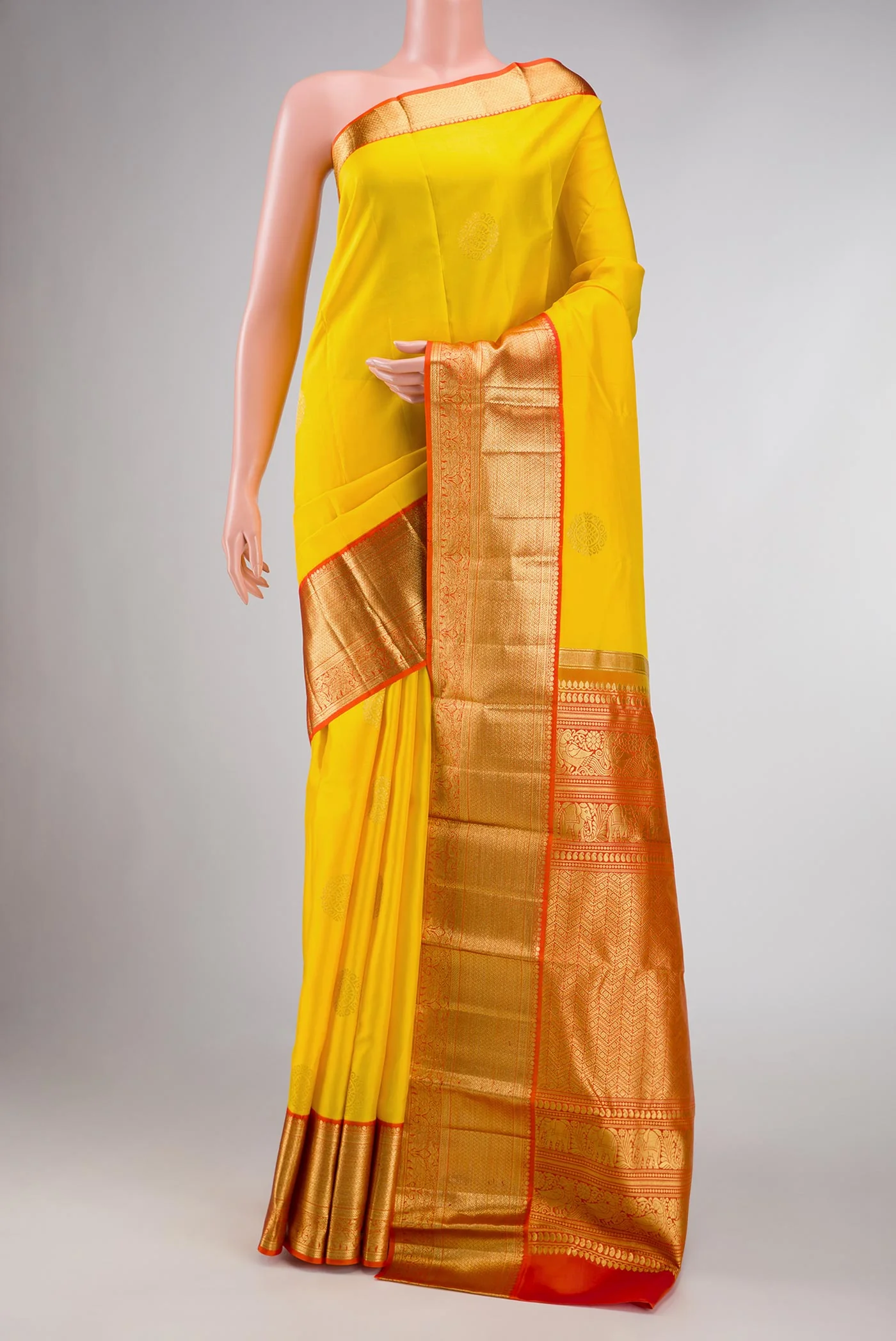 Yellow Dual Tone Kanjivaram Silk Saree