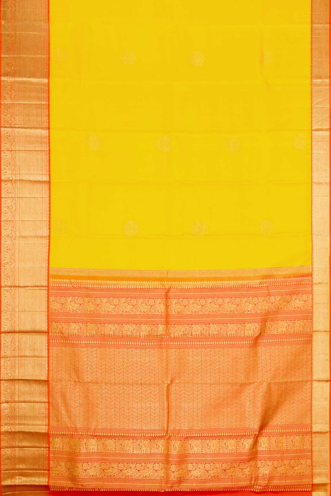 Yellow Dual Tone Kanjivaram Silk Saree - Image 6