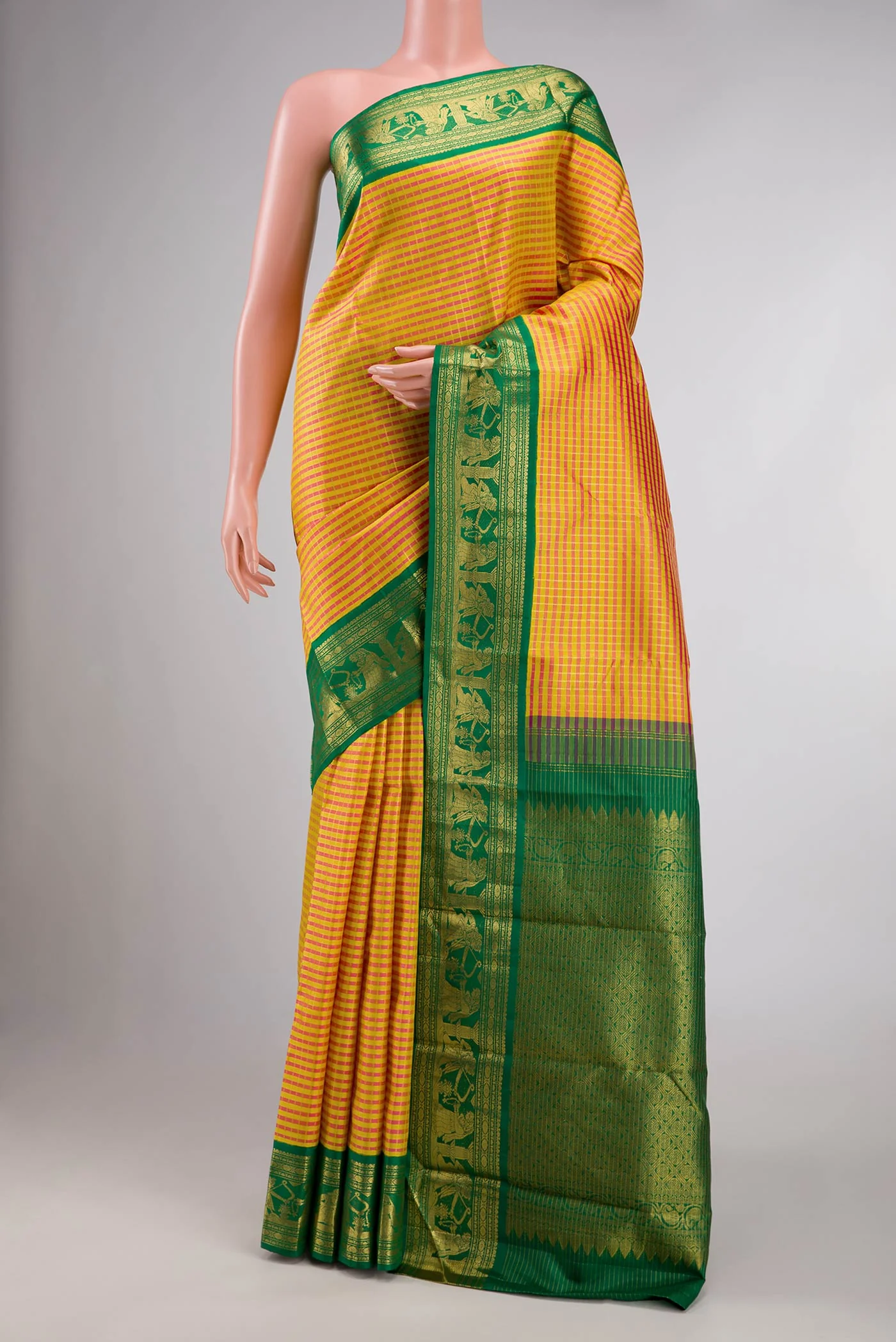 Yellow Dual Tone Kanjivaram Silk Saree