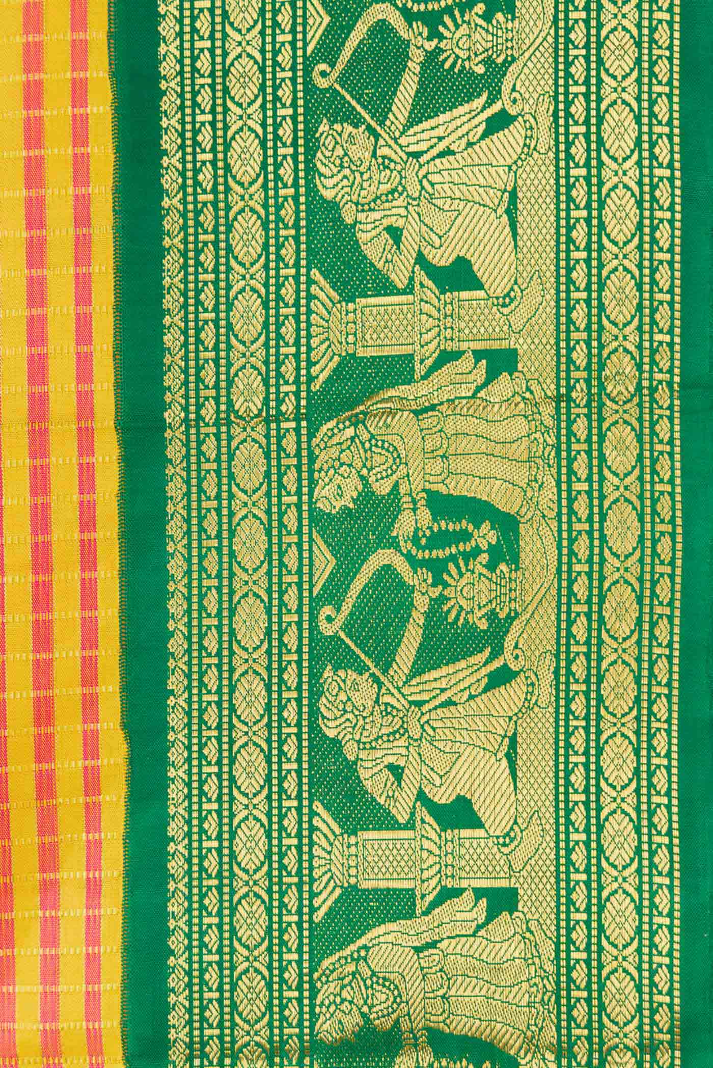 Yellow Dual Tone Kanjivaram Silk Saree - Image 3