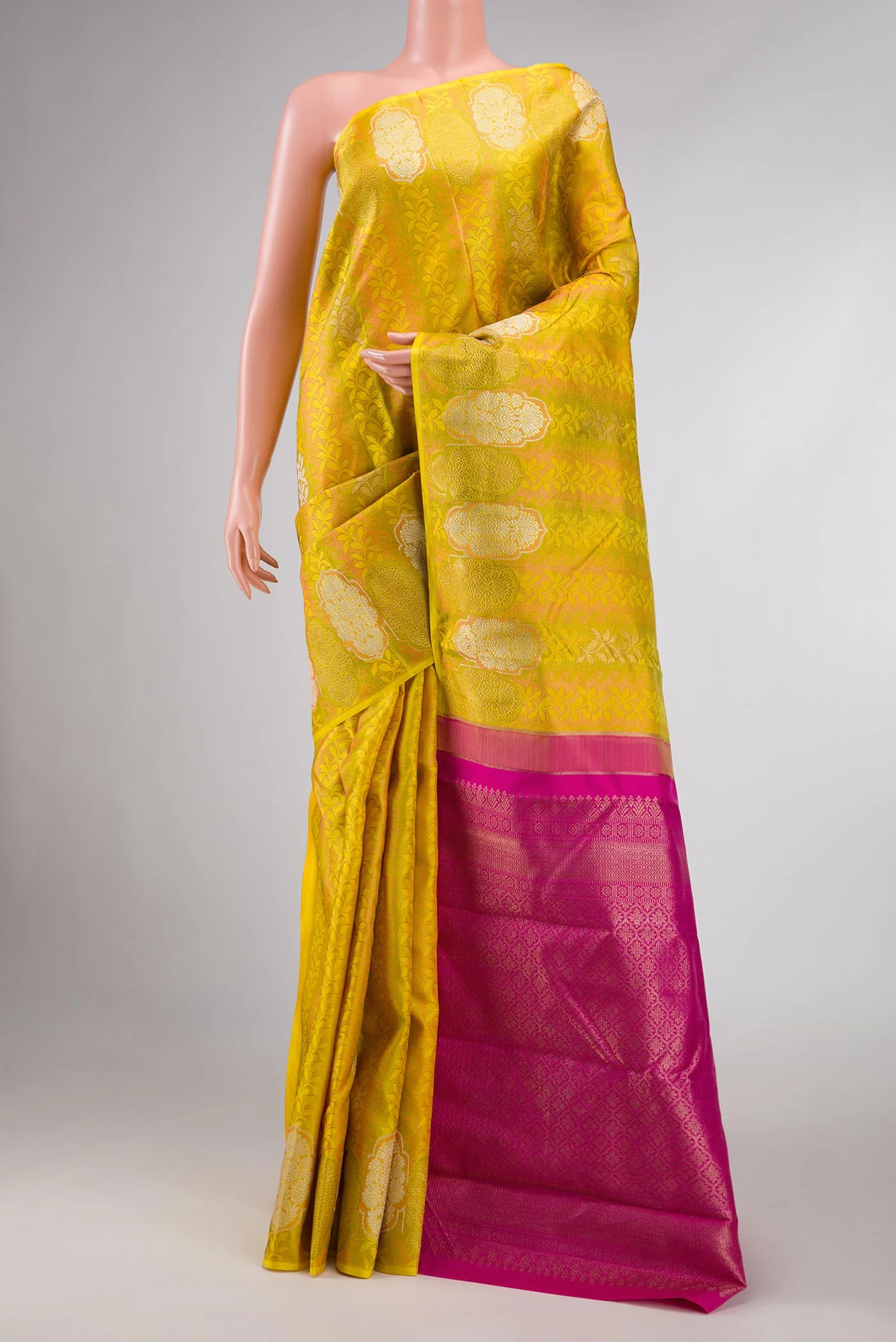 Yellow Dual Tone Kanchipuram Silk Saree