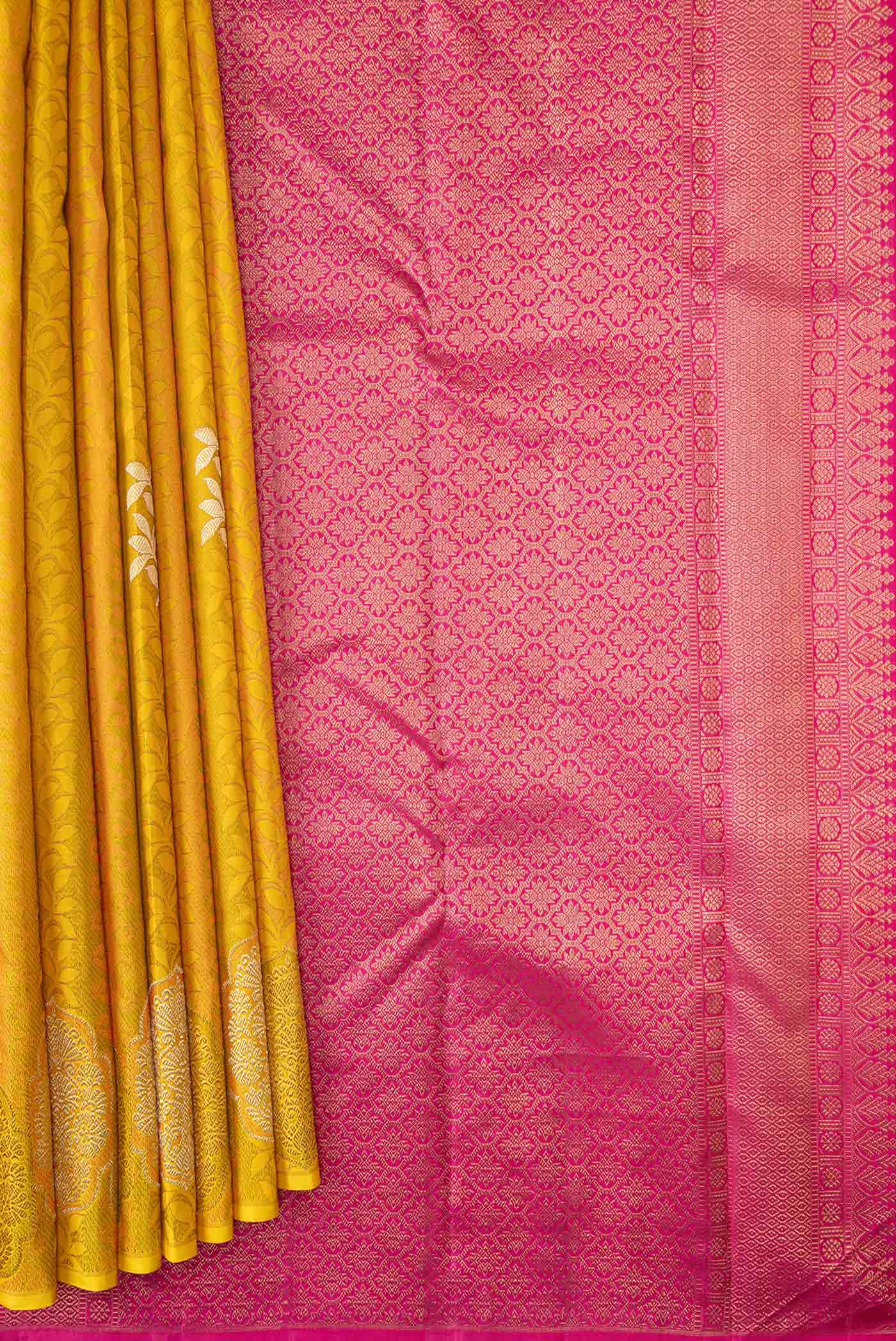 Yellow Dual Tone Kanchipuram Silk Saree - Image 4