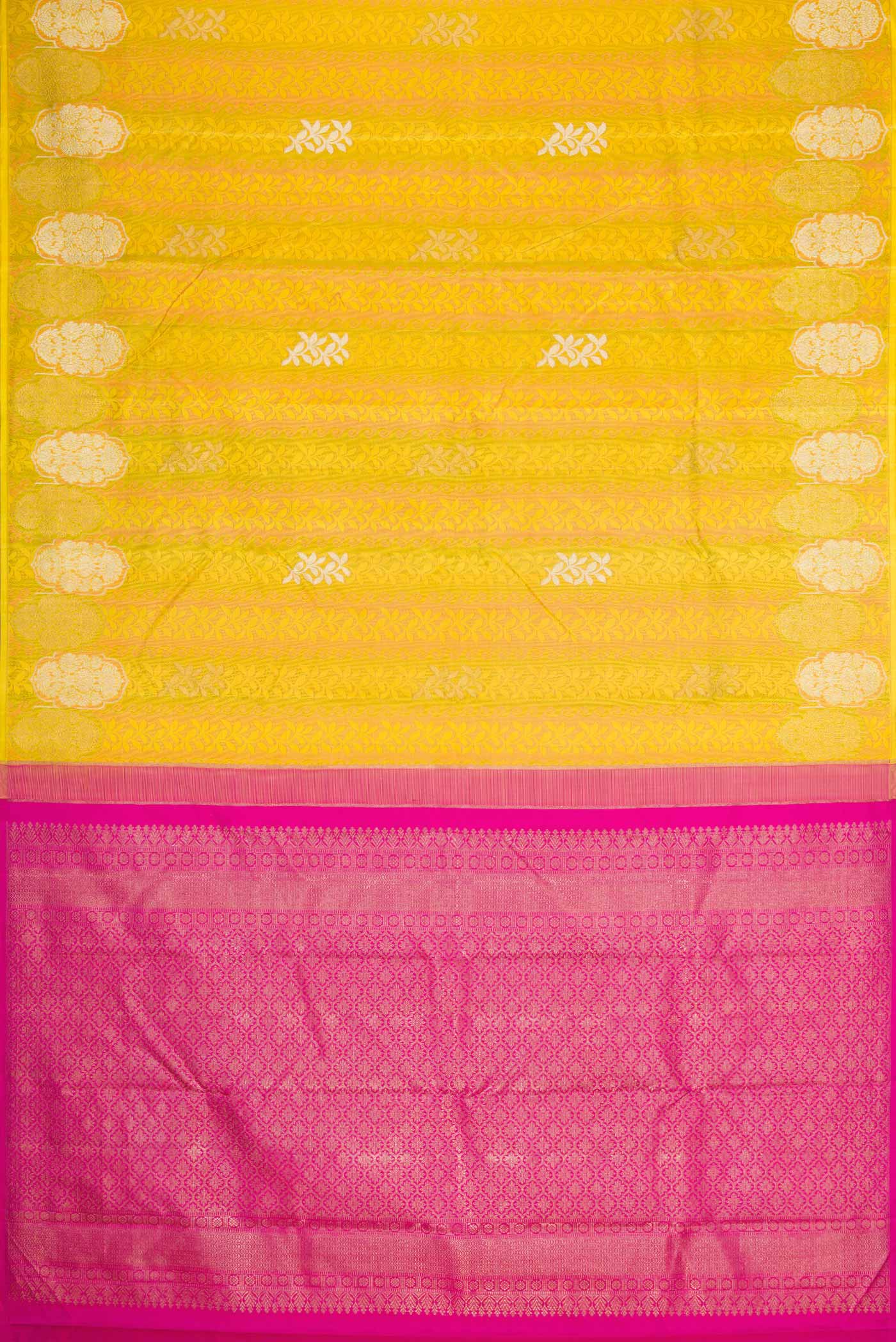 Yellow Dual Tone Kanchipuram Silk Saree - Image 6