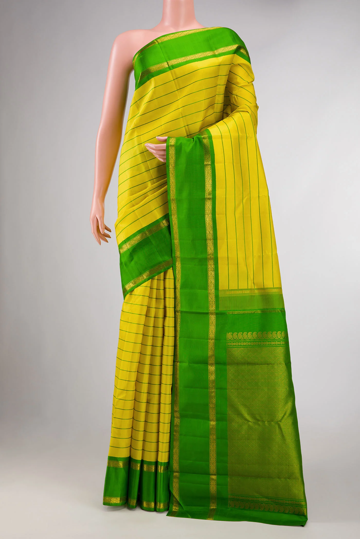 Yellow Dual Tone Kanjivaram Silk Saree