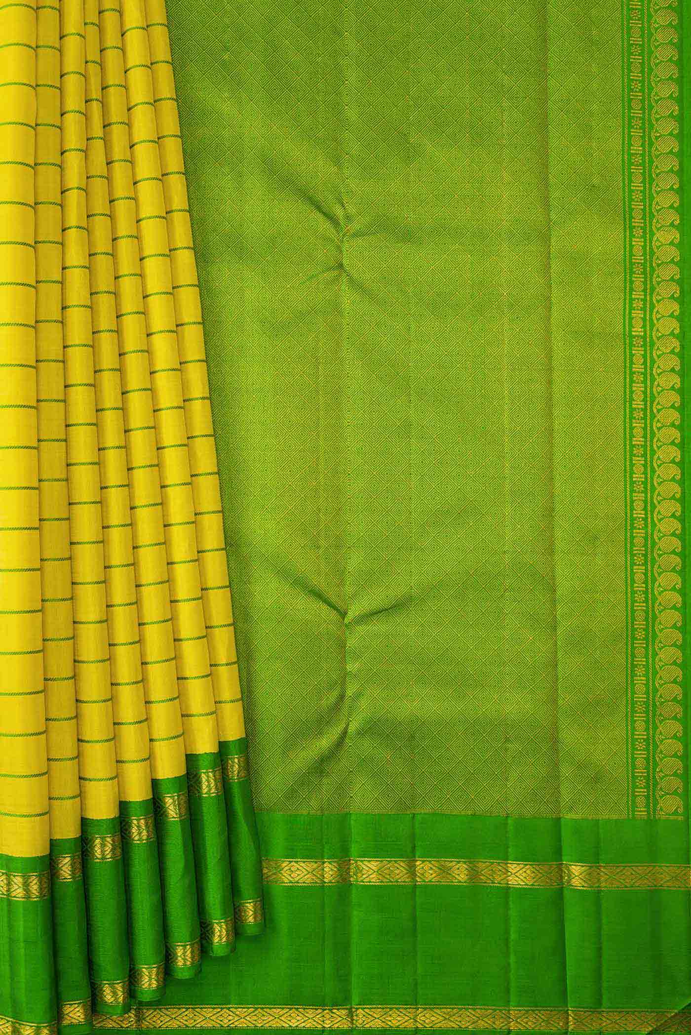 Yellow Dual Tone Kanjivaram Silk Saree - Image 4