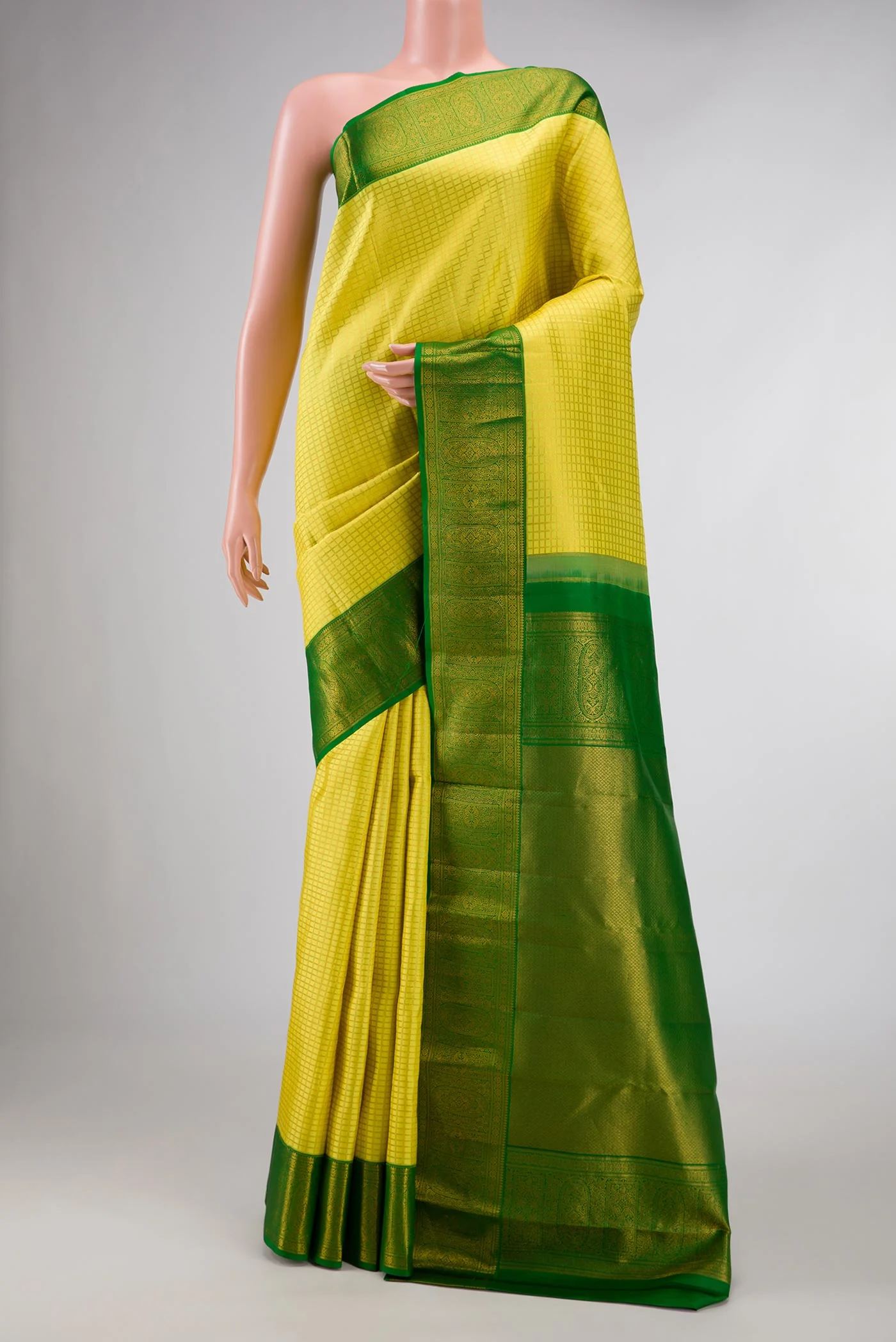 Yellow Dual Tone Kanchipuram Silk Saree
